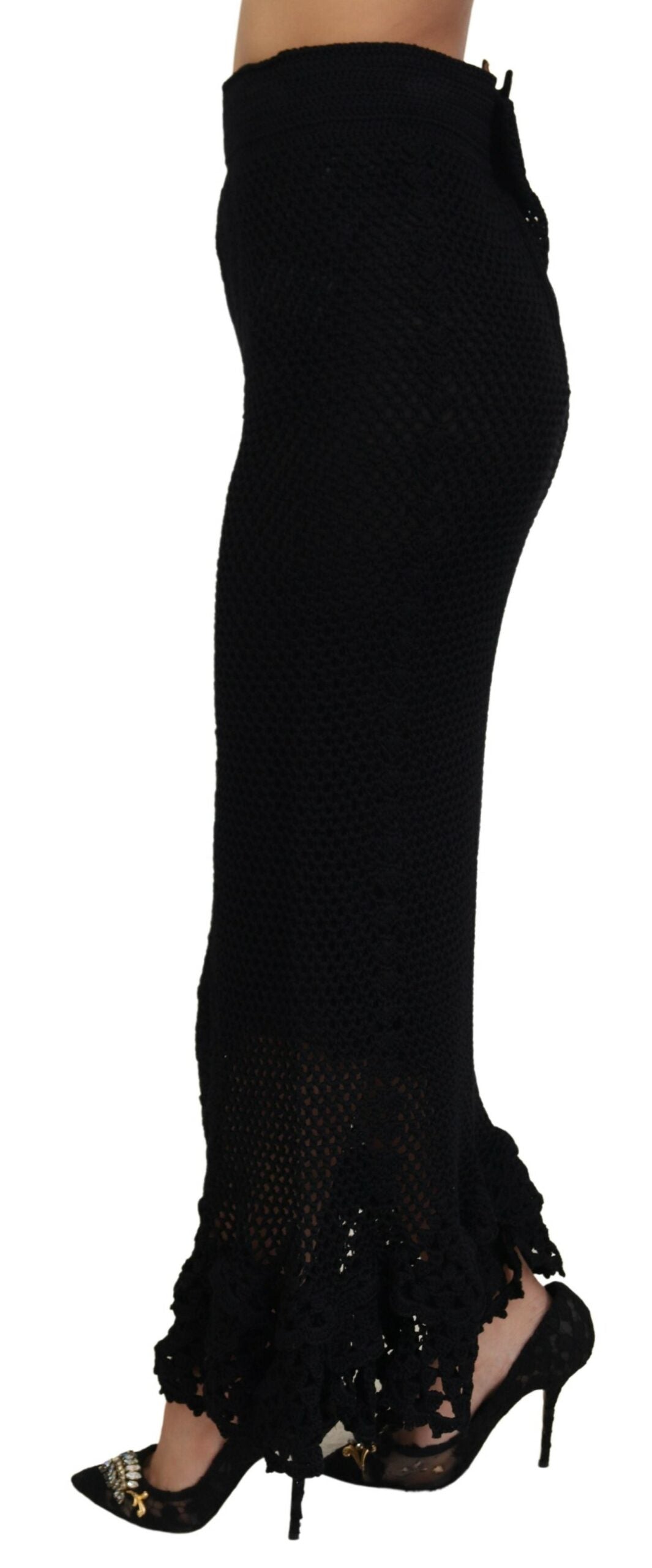 Dolce & Gabbana Black Cotton Knit High Waisted Mermaid Skirt-2