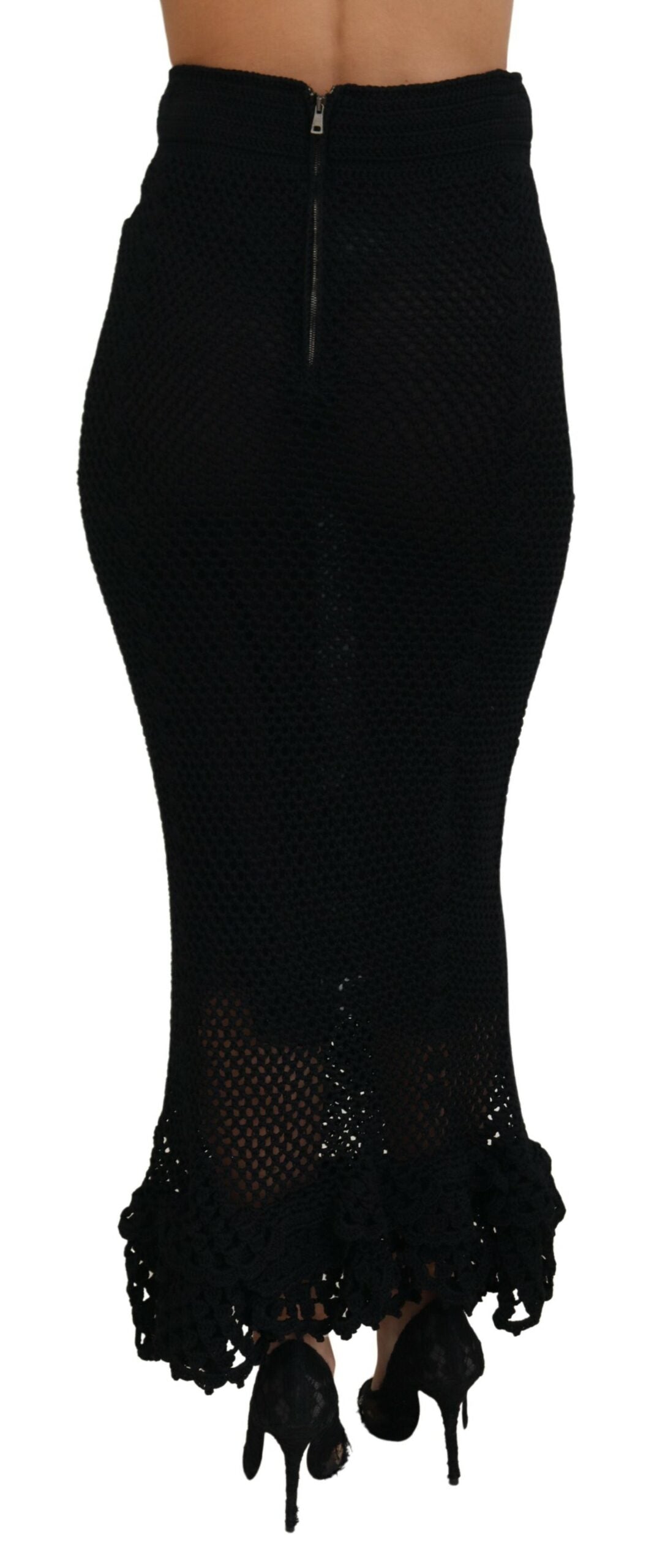 Dolce & Gabbana Black Cotton Knit High Waisted Mermaid Skirt-3