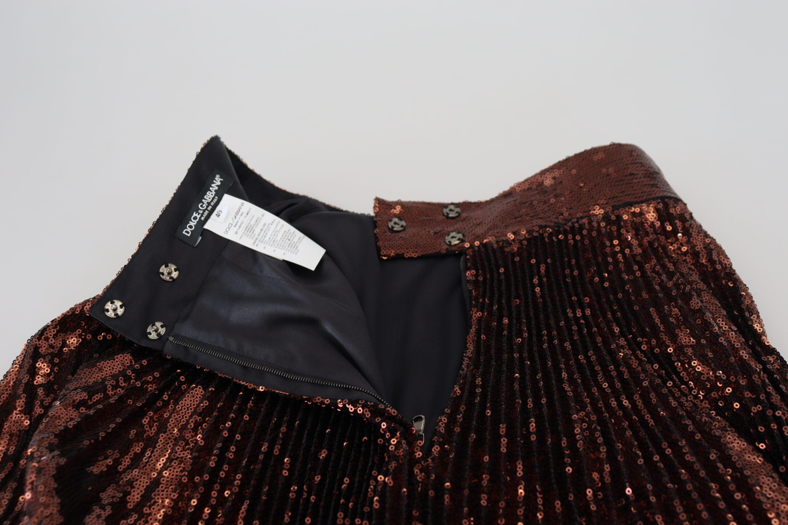 Dolce & Gabbana bronze-colored maxi skirt with high waist and sequin trim-4