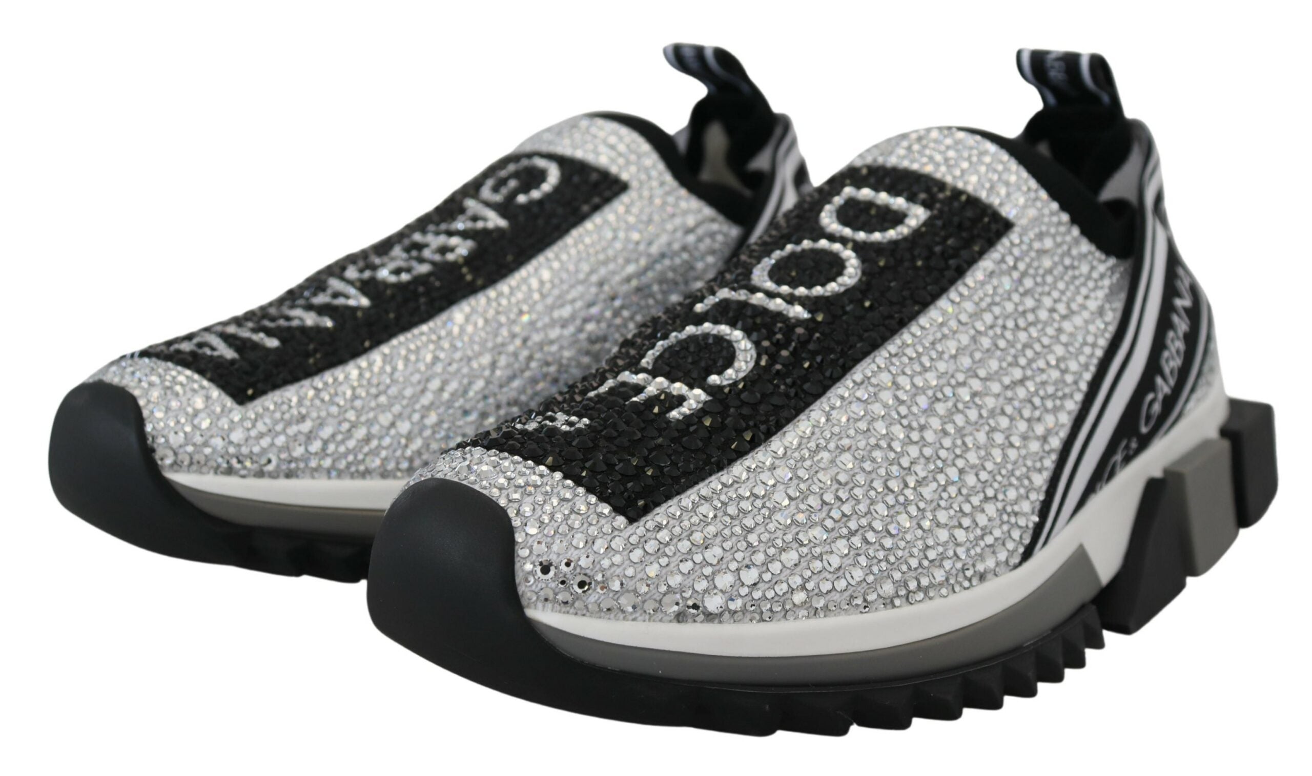 Dolce & Gabbana Silber Strass Sorrento Turnschuhe Schuhe-3