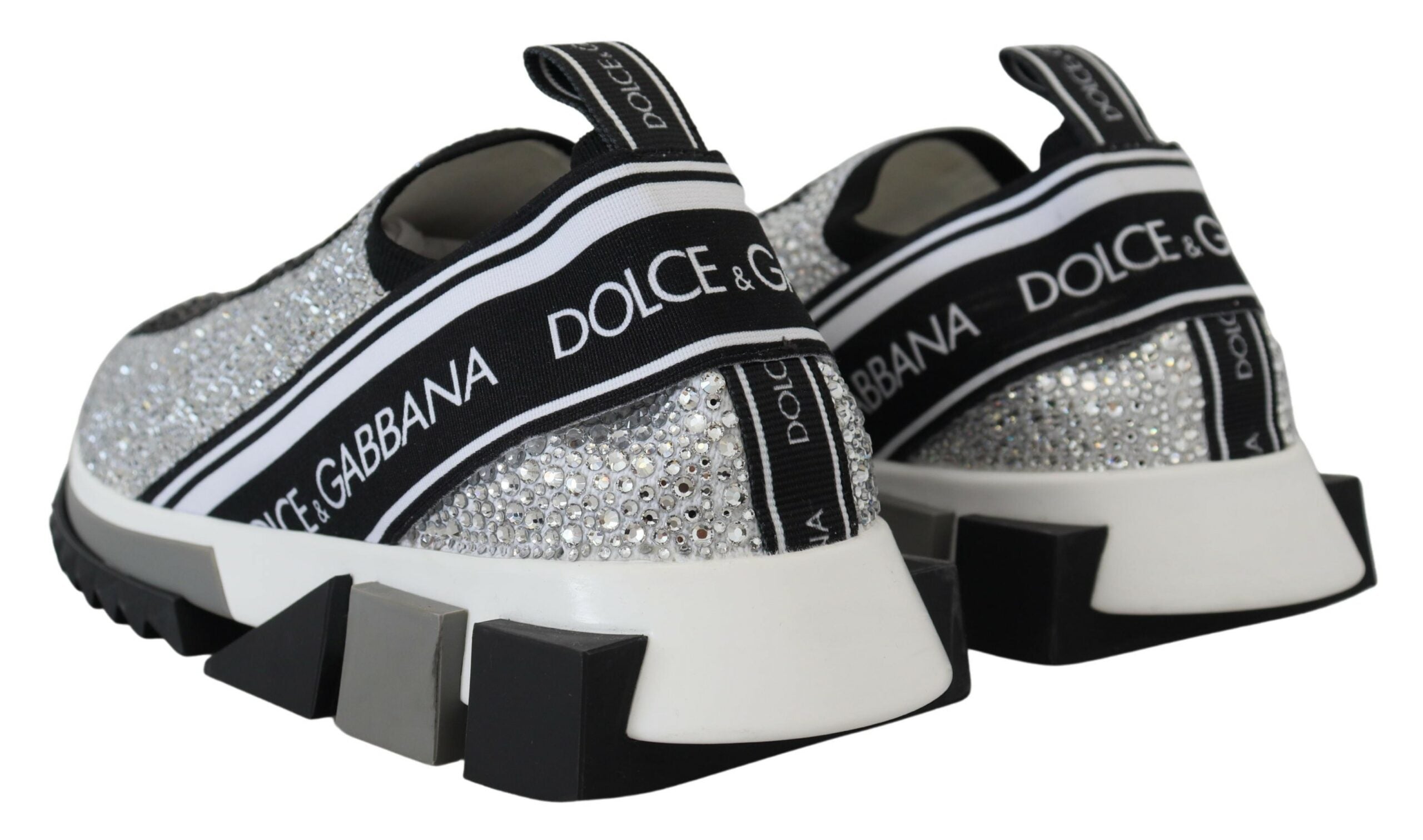 Dolce & Gabbana Silber Strass Sorrento Turnschuhe Schuhe-4