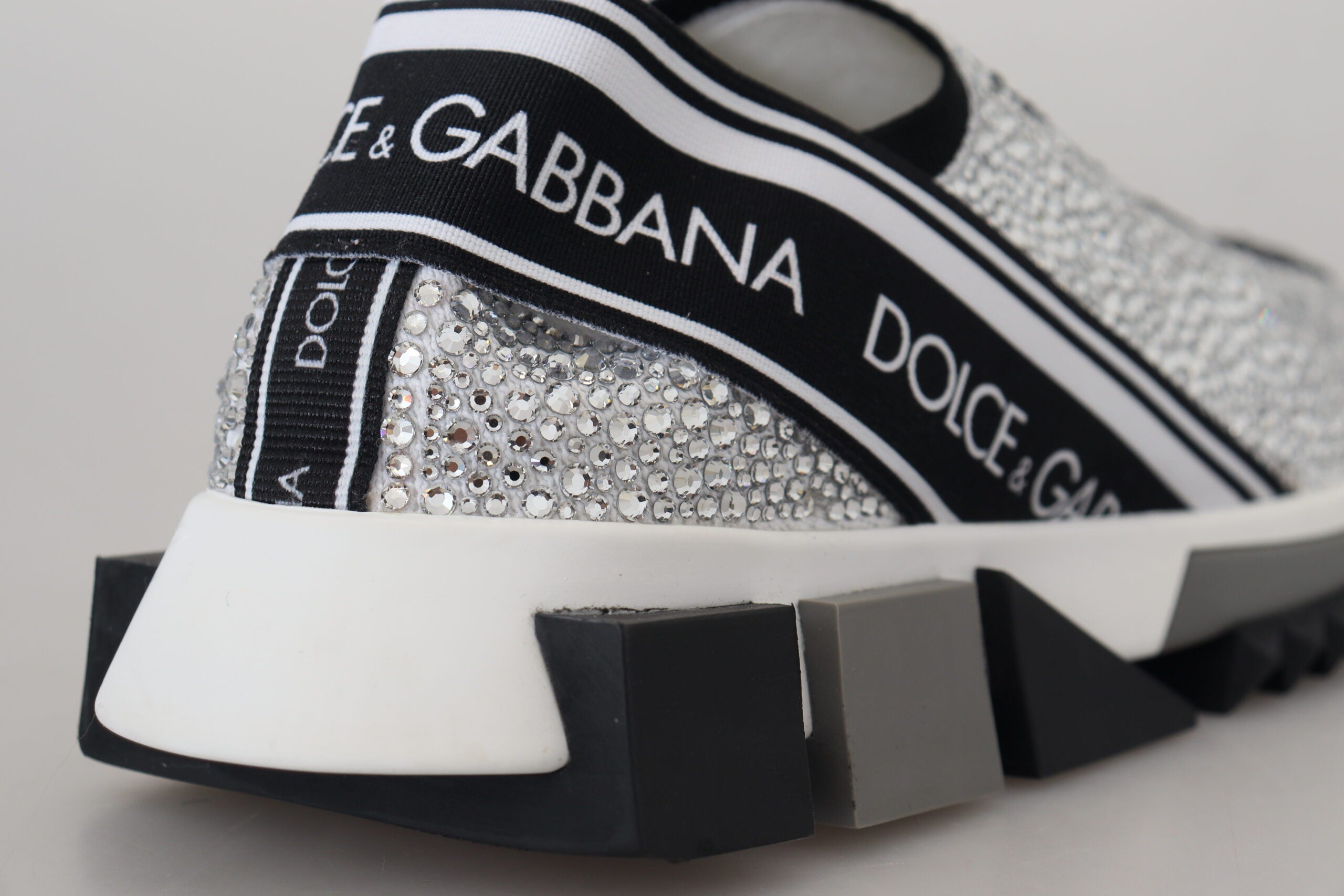 Dolce & Gabbana Silber Strass Sorrento Turnschuhe Schuhe-7