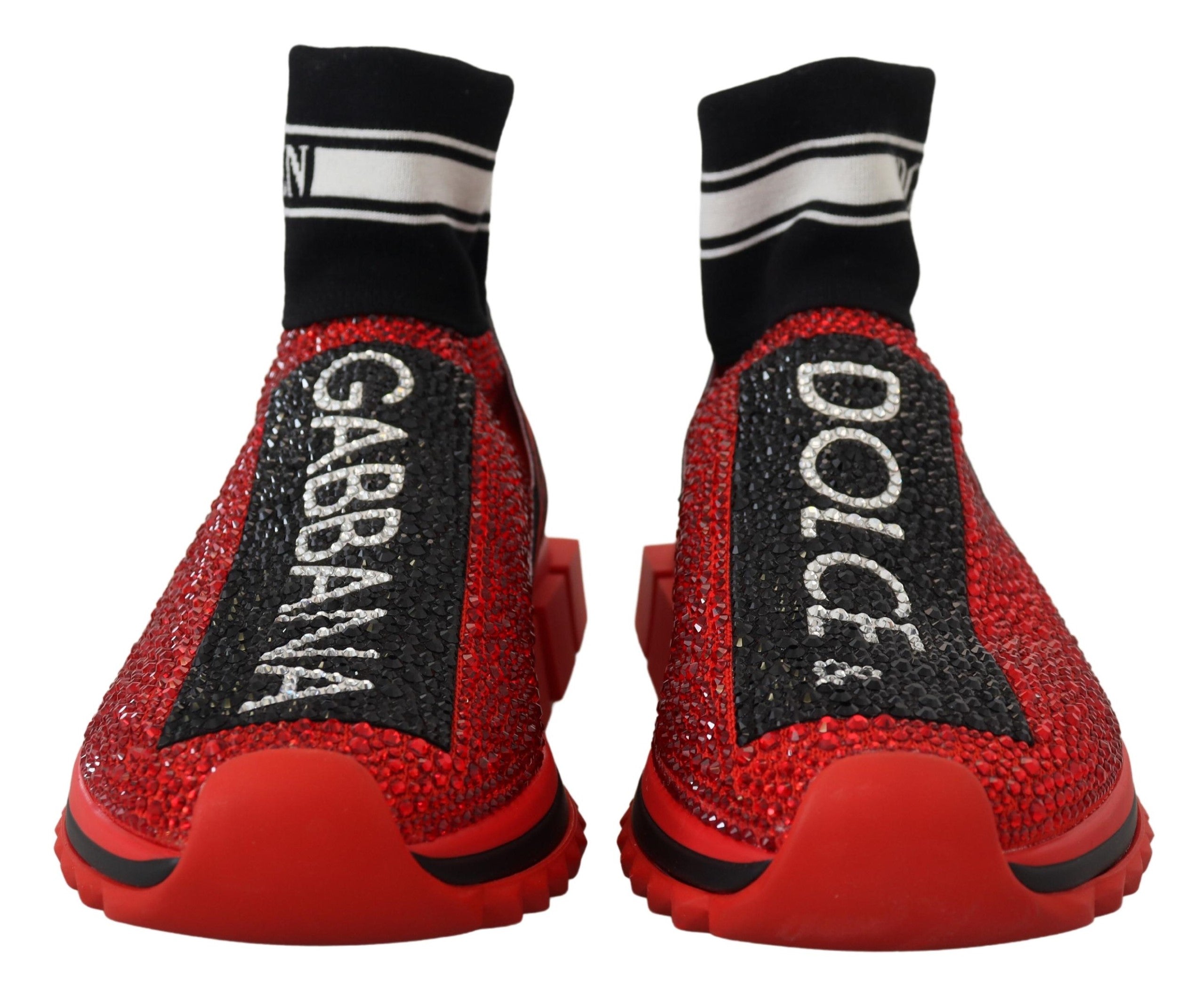 Dolce & Gabbana Red Bling Sorrento Sneakers Socks Shoes-2