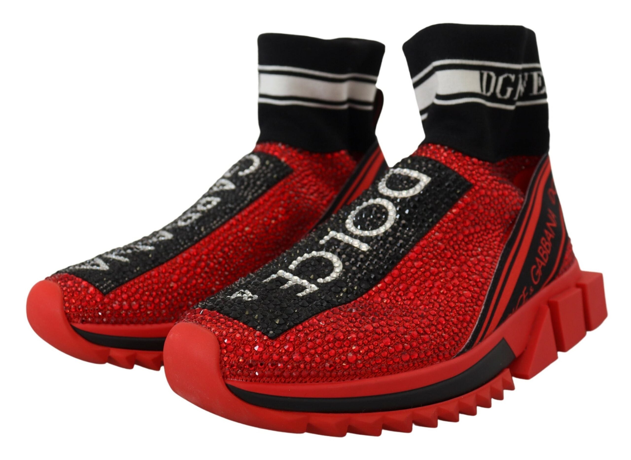 Dolce & Gabbana Red Bling Sorrento Sneakers Socks Shoes-3