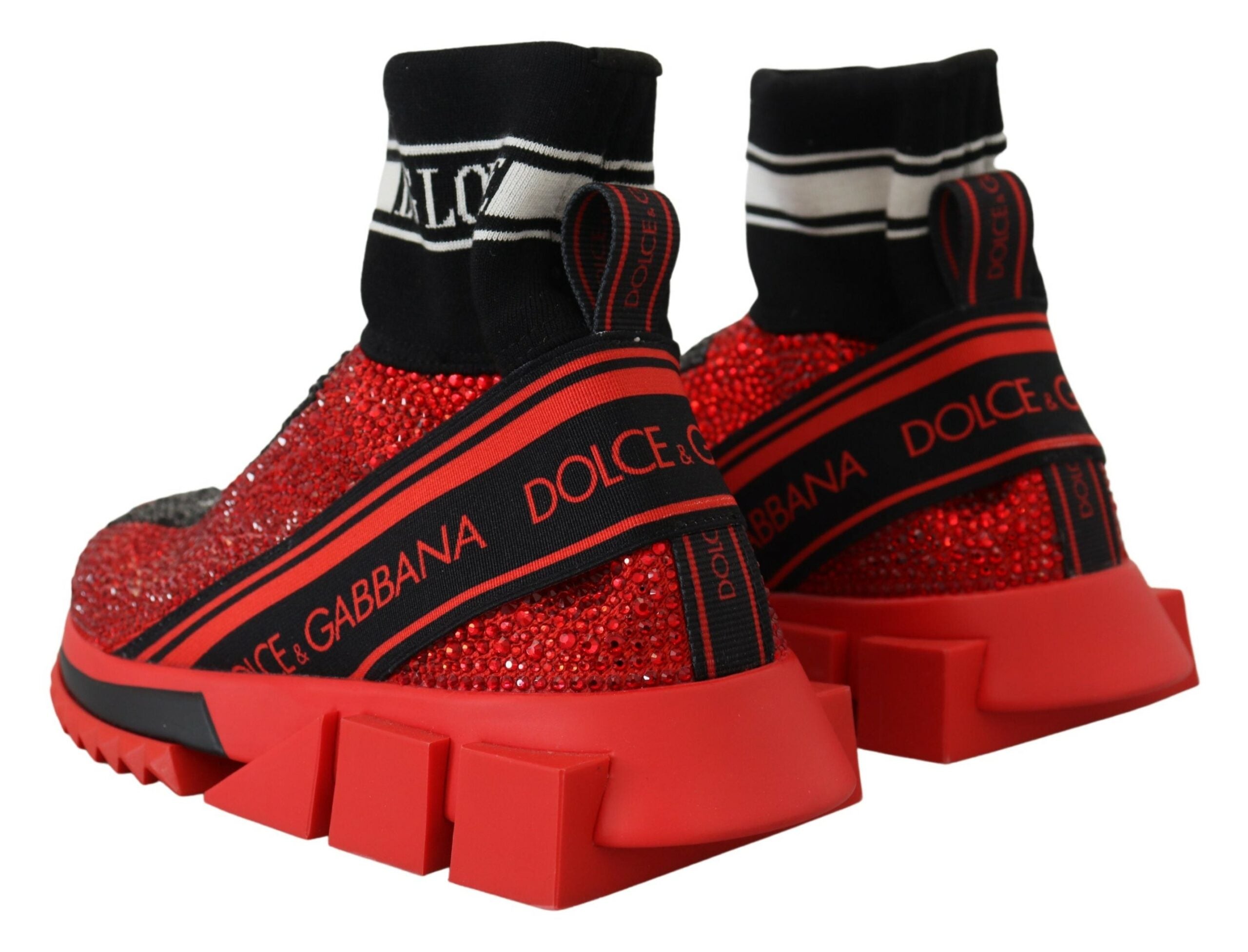 Dolce & Gabbana Red Bling Sorrento Sneakers Socks Shoes-4