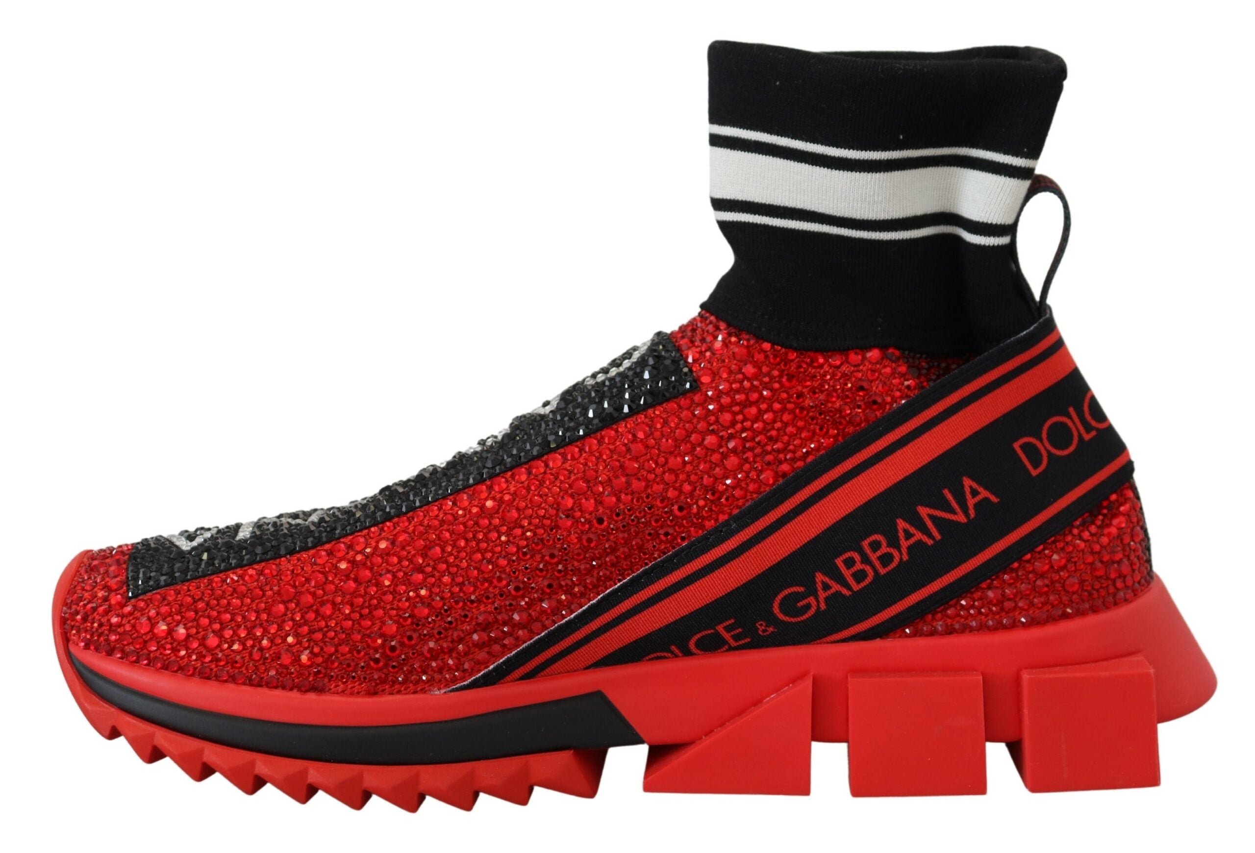 Dolce & Gabbana Red Bling Sorrento Sneakers Socks Shoes-5