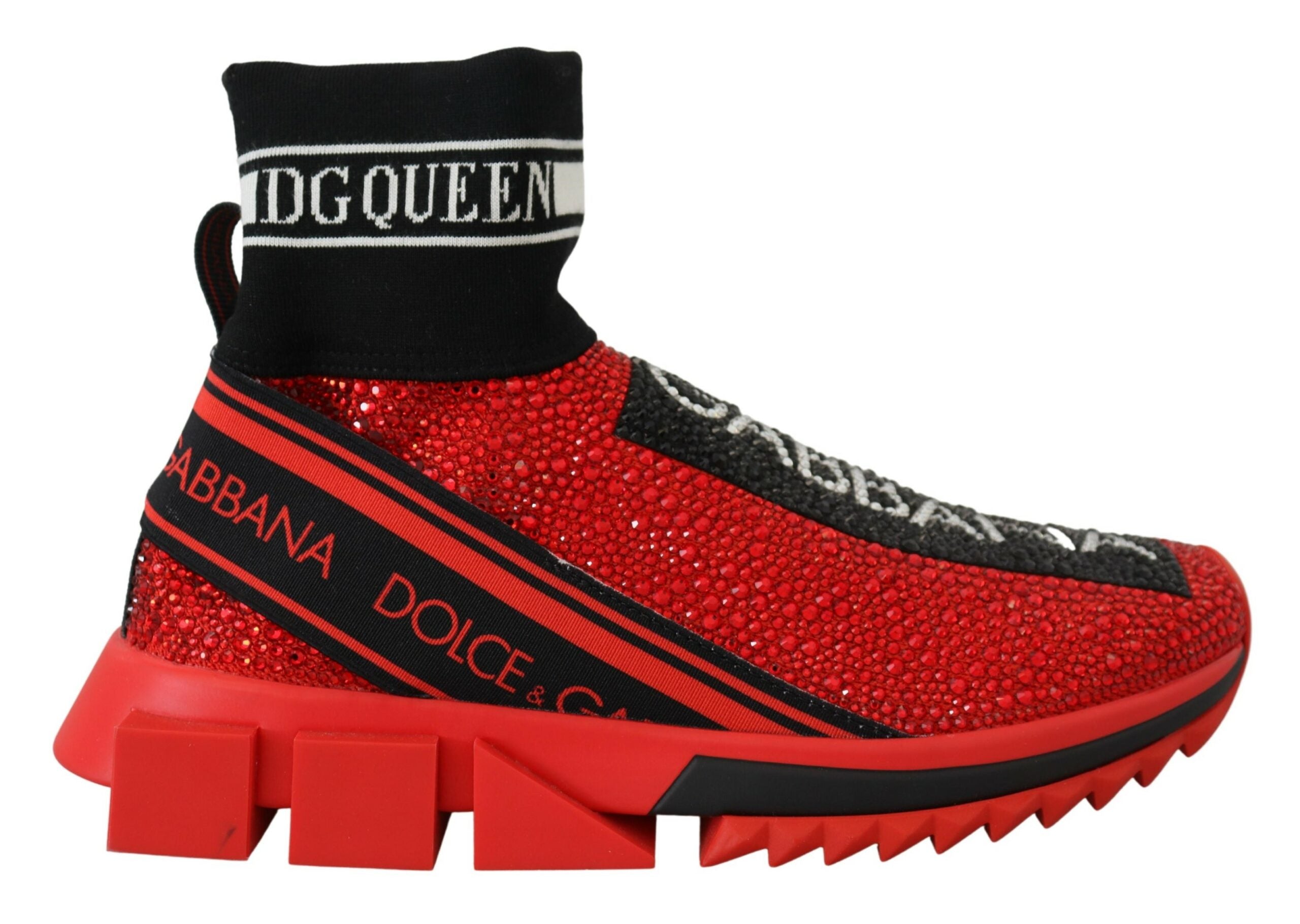 Dolce & Gabbana Red Bling Sorrento Sneakers Socks Shoes-1