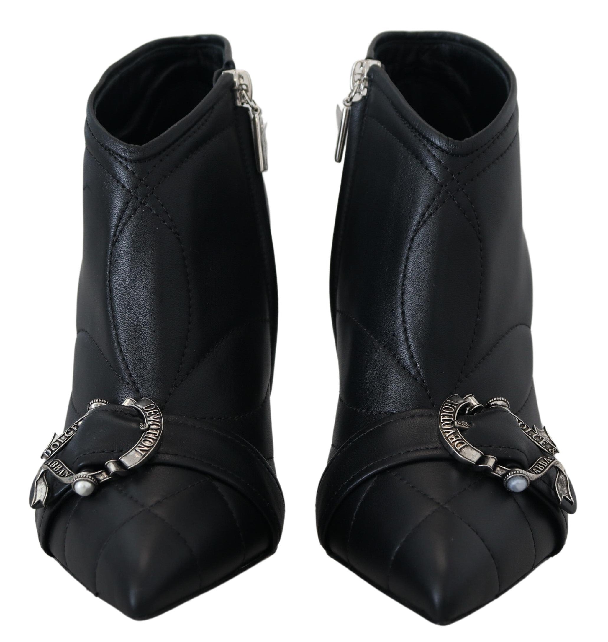 Dolce & Gabbana Black Devotion Quilted Ankle Boots with Buckle Shoes-2
