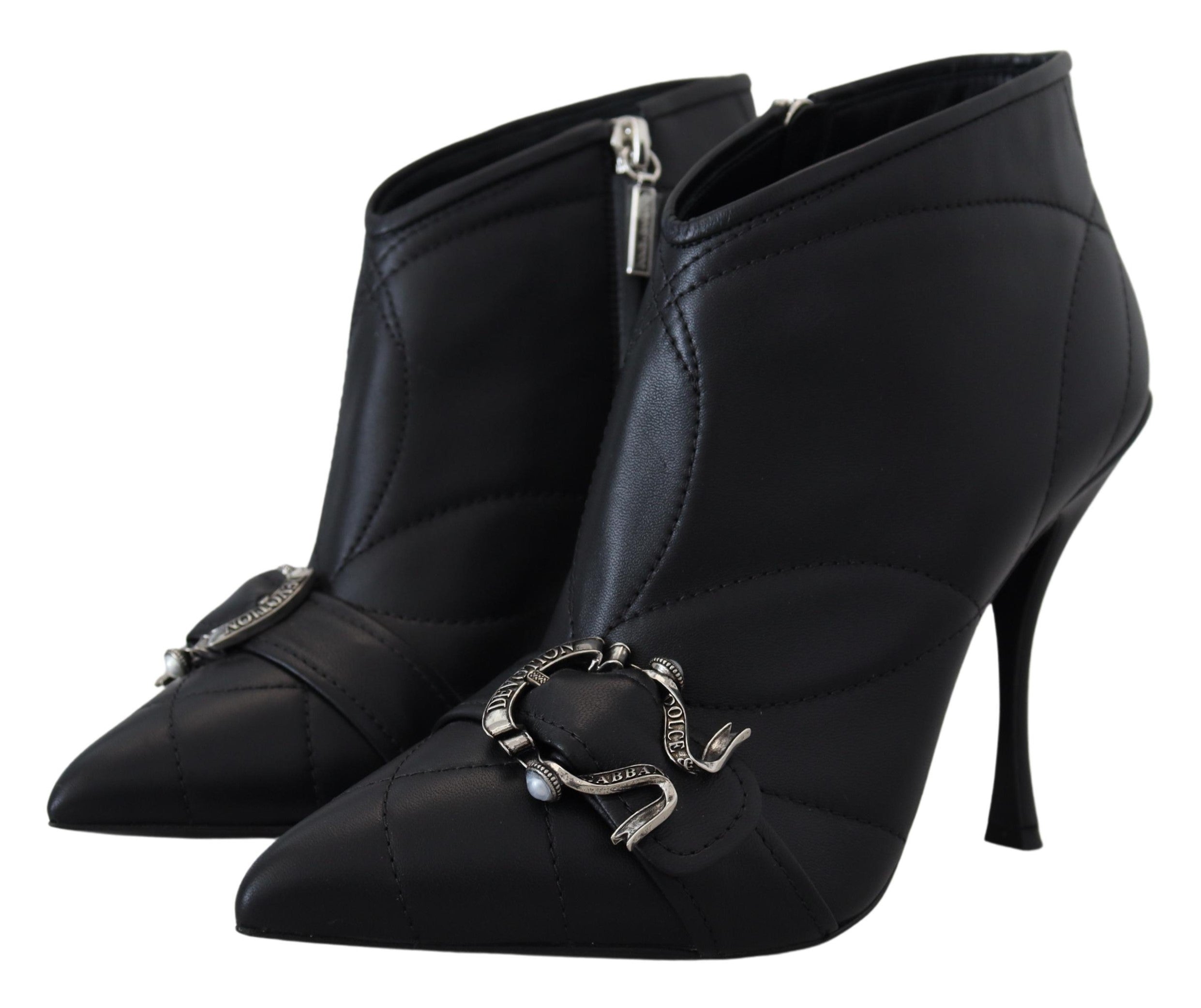 Dolce & Gabbana Black Devotion Quilted Ankle Boots with Buckle Shoes-3