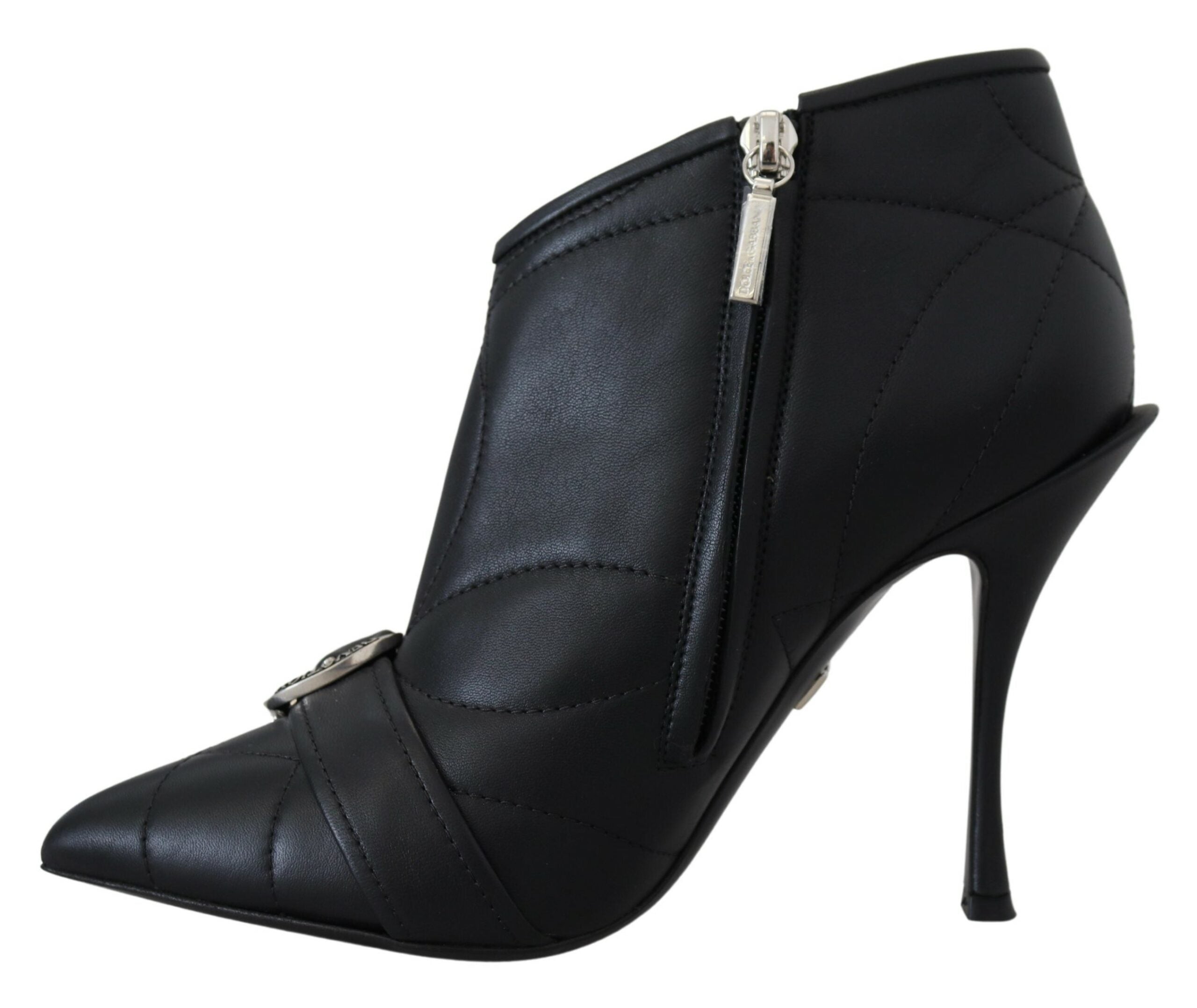 Dolce & Gabbana Black Devotion Quilted Ankle Boots with Buckle Shoes-5