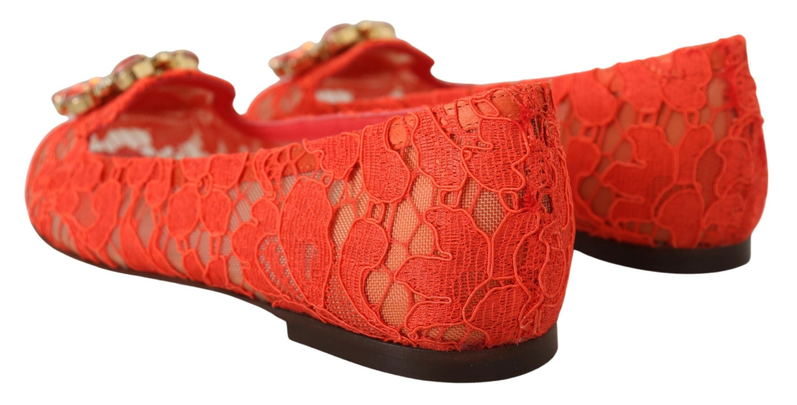 Dolce & Gabbana Rot Taormina Spitze Kristalle Ballett Flats Schuhe-4