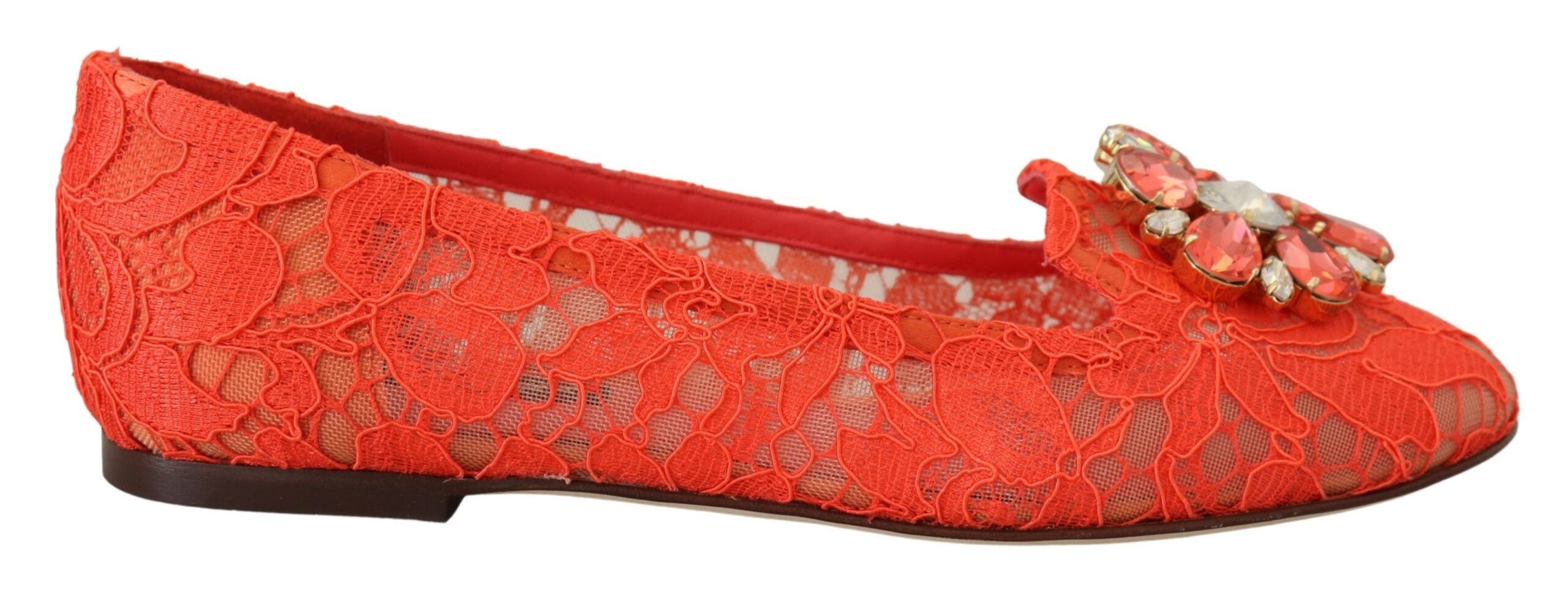 Dolce & Gabbana Rot Taormina Spitze Kristalle Ballett Flats Schuhe-1