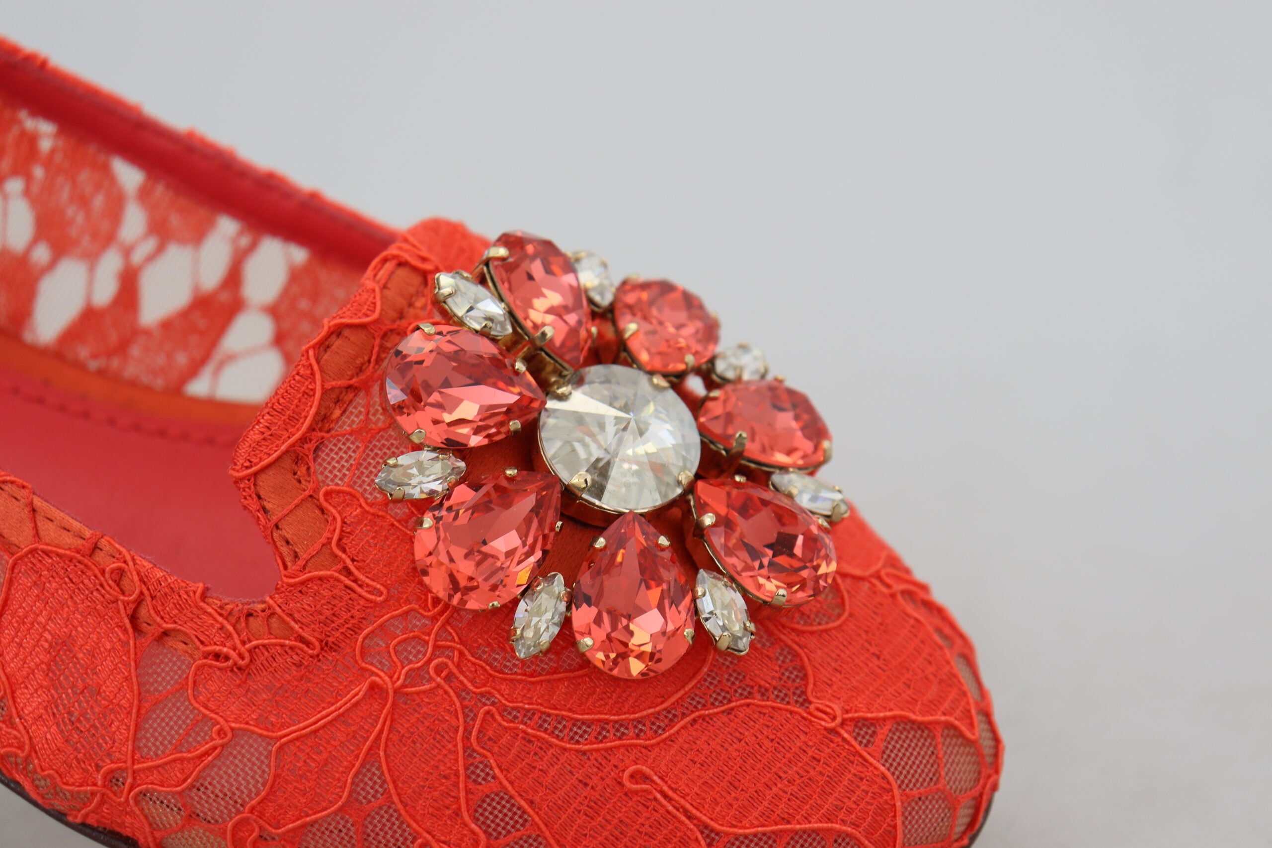 Dolce & Gabbana Rot Taormina Spitze Kristalle Ballett Flats Schuhe-7