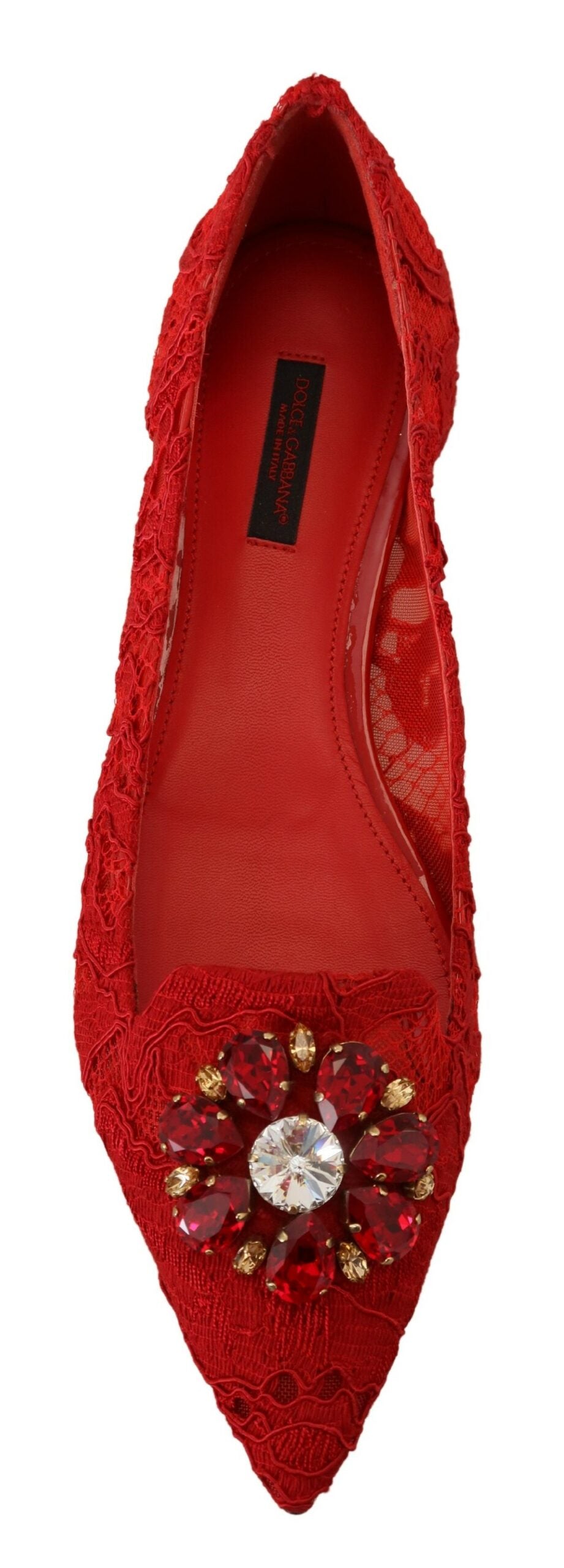 Mocasines planos con cristales Taormina rojos de Dolce & Gabbana-3