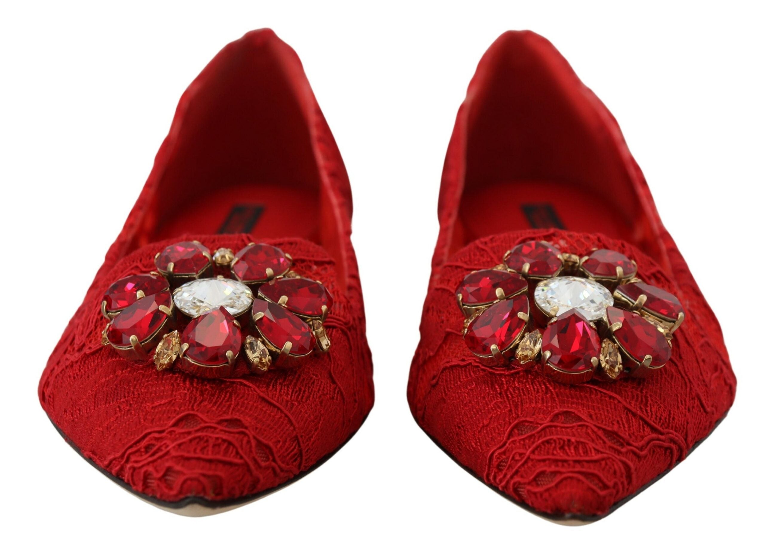 Mocasines planos con cristales Taormina rojos de Dolce & Gabbana-4