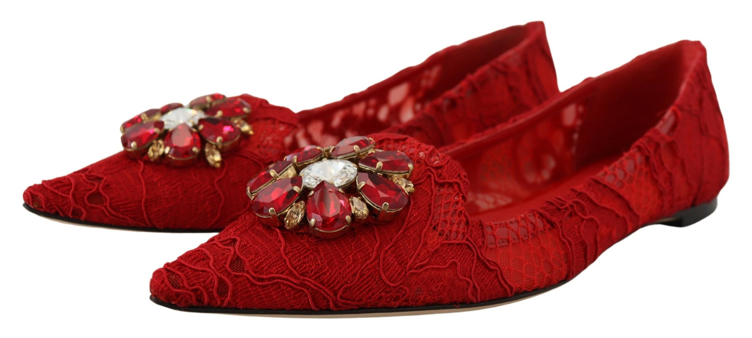 Mocasines planos con cristales Taormina rojos de Dolce & Gabbana-5