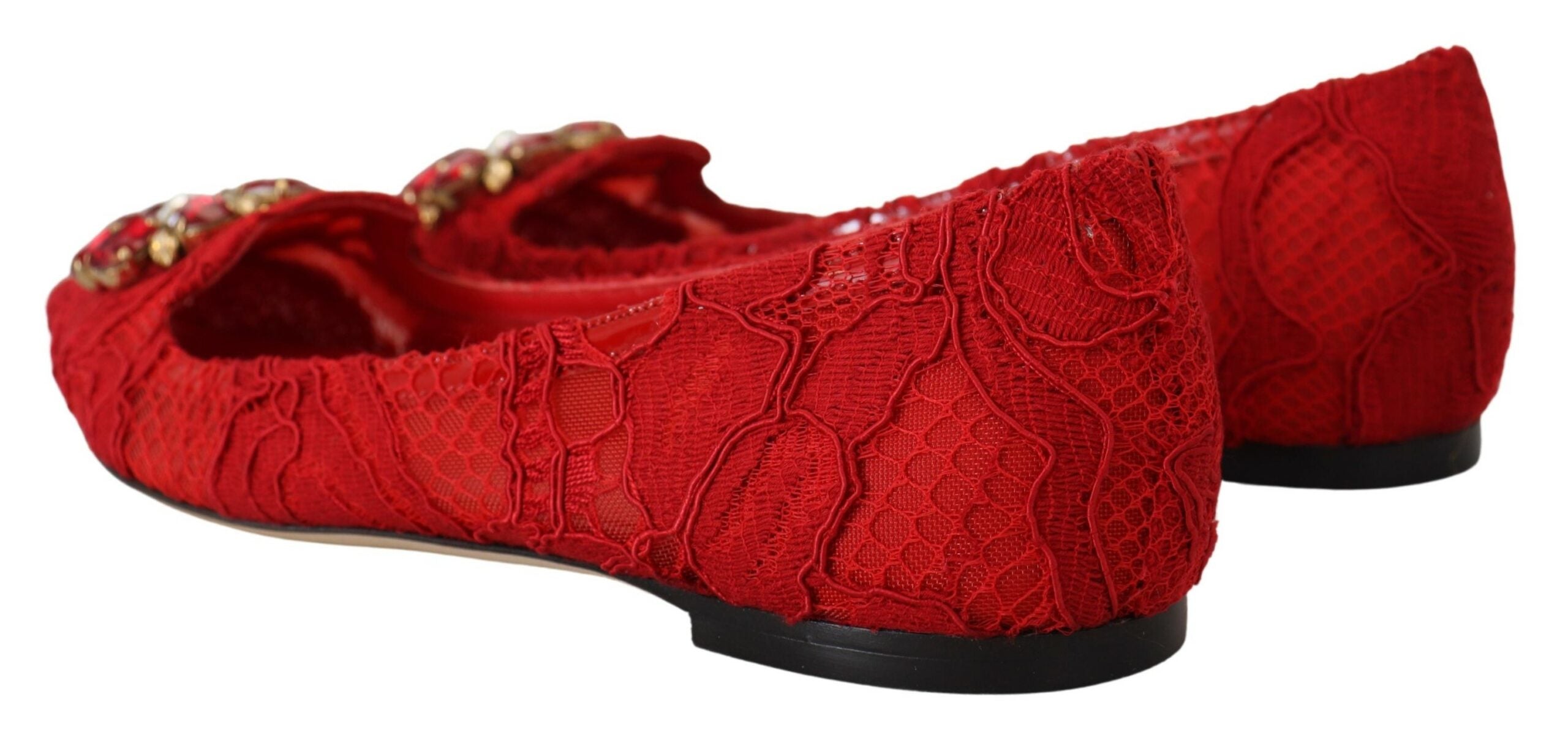 Mocasines planos con cristales Taormina rojos de Dolce & Gabbana-6
