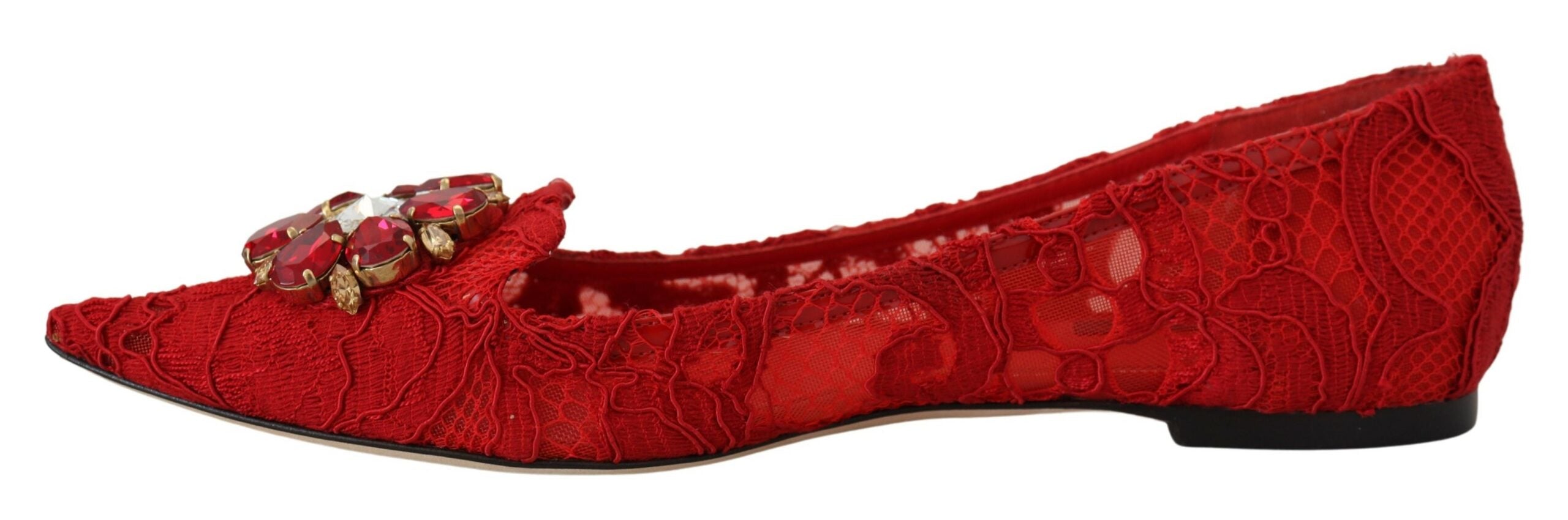 Mocasines planos con cristales Taormina rojos de Dolce & Gabbana-7