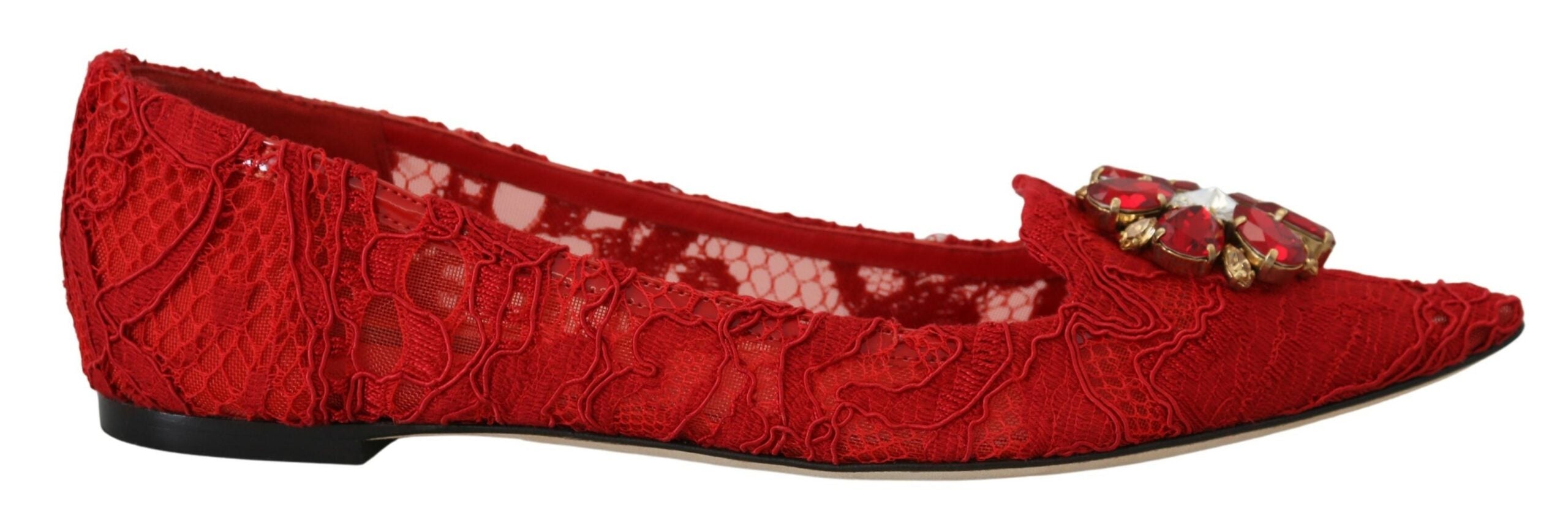Mocasines planos con cristales Taormina rojos de Dolce & Gabbana-1