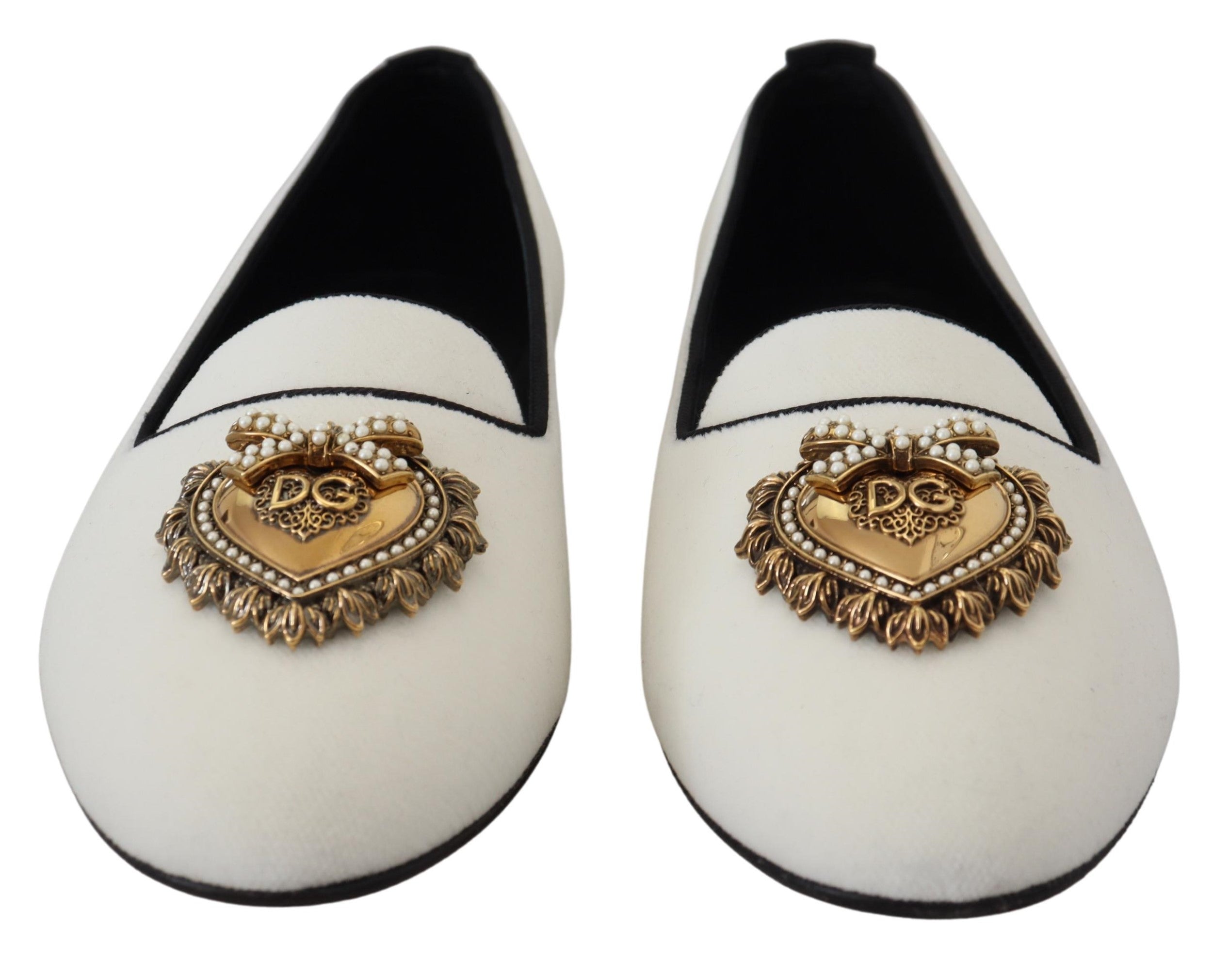 Dolce & Gabbana White Velvet Slip-On Loafers and Flats-3