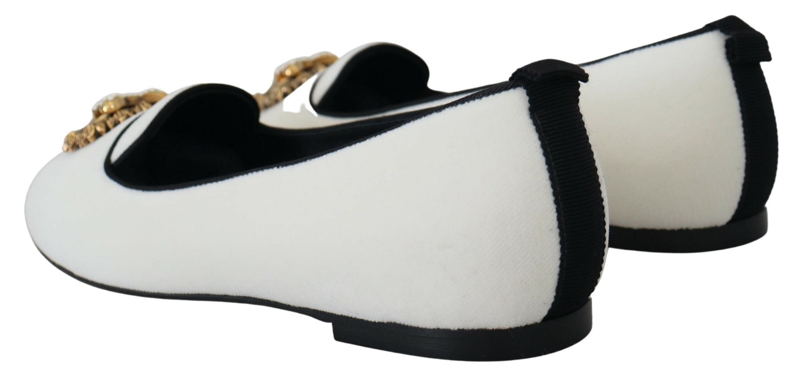 Dolce & Gabbana White Velvet Slip-On Loafers and Flats-5