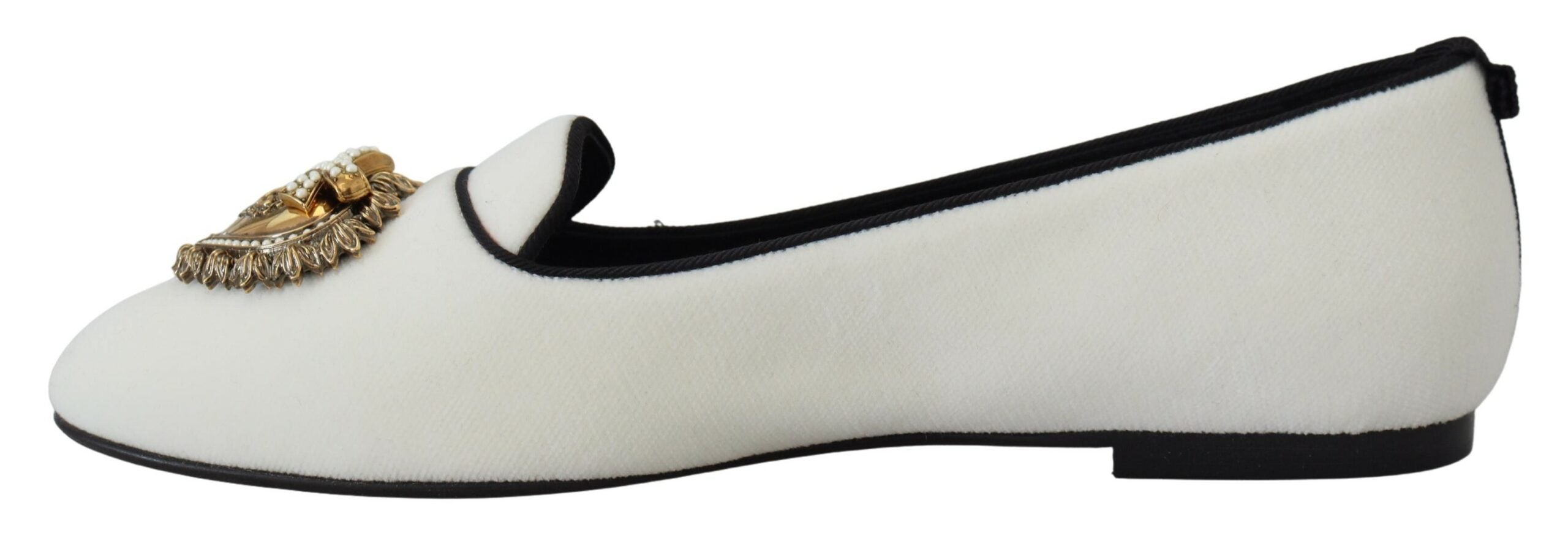 Dolce & Gabbana White Velvet Slip-On Loafers and Flats-6