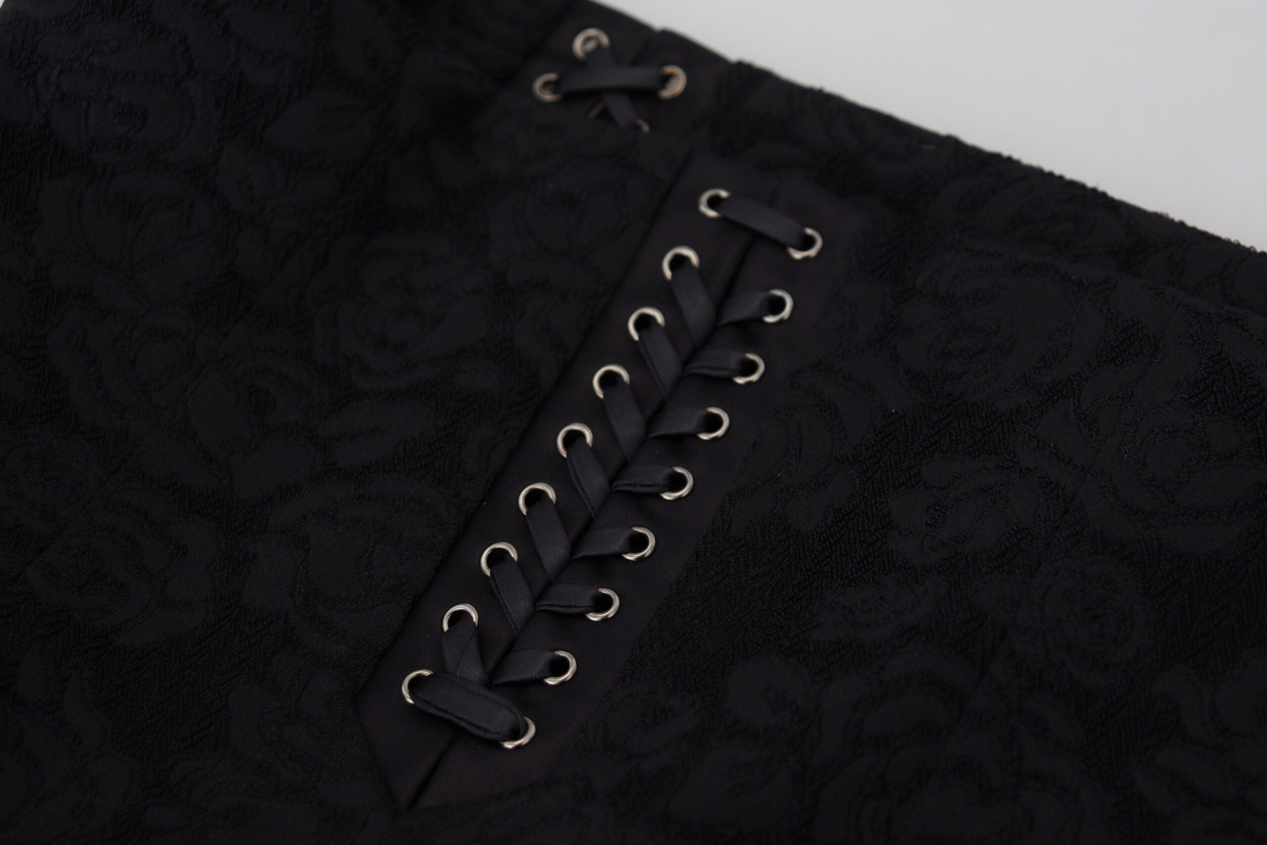 Dolce & Gabbana Black Brocade Mini Pencil Skirt Above the Knee-4