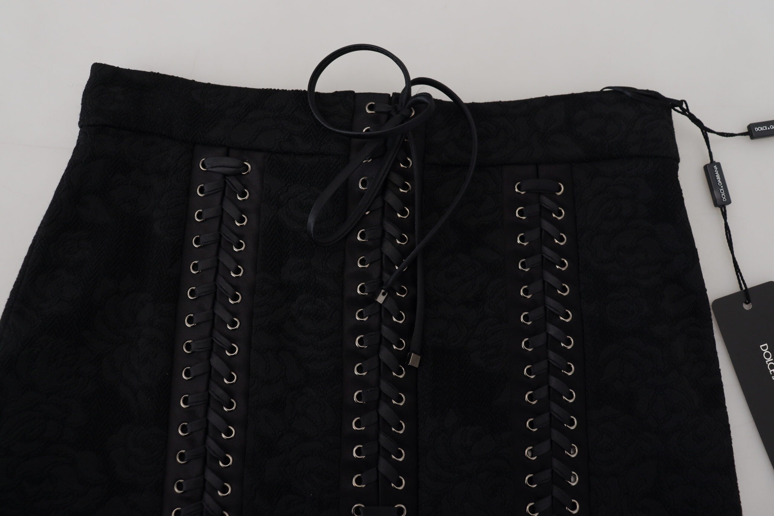 Dolce & Gabbana Black Brocade Mini Pencil Skirt Above the Knee-5