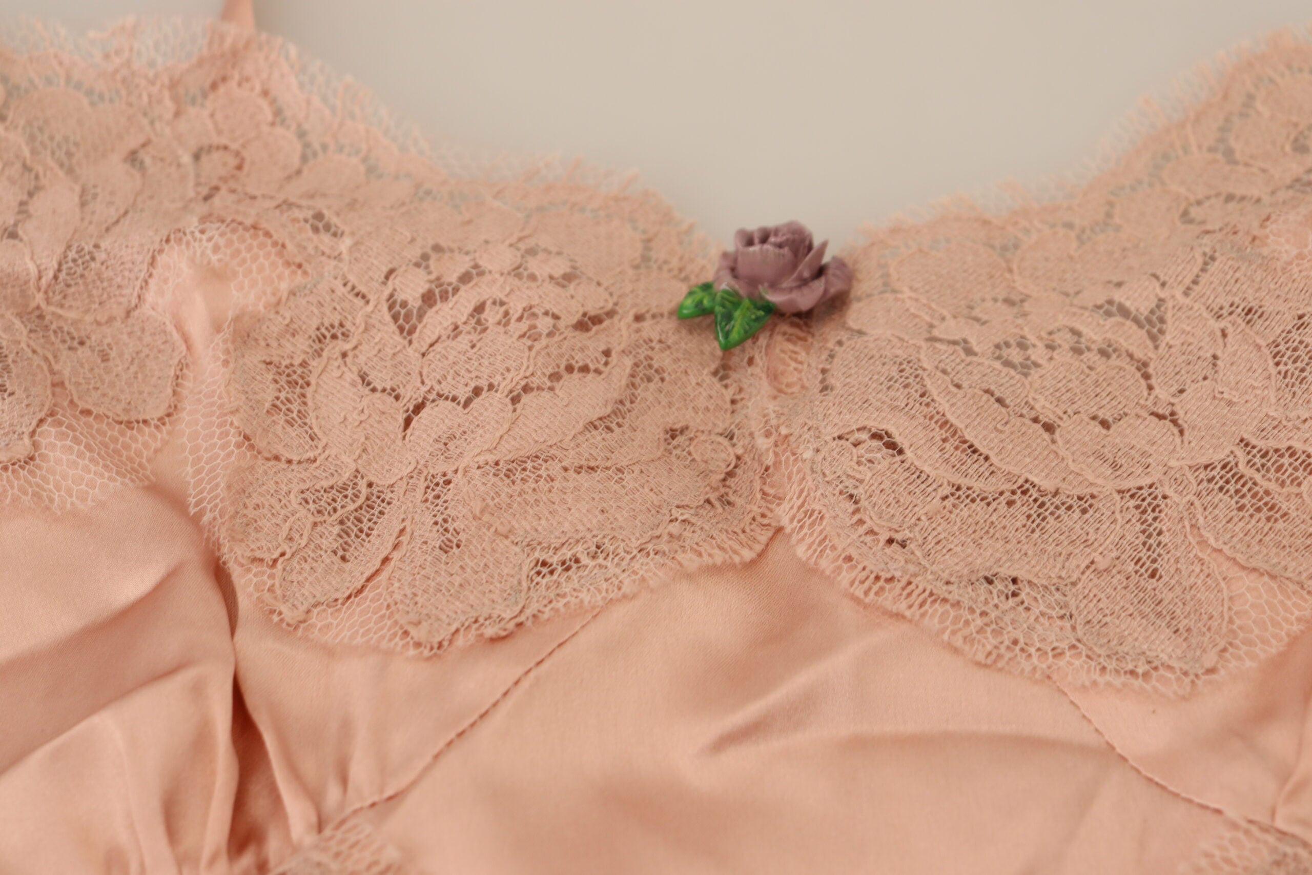 Dolce & Gabbana Pink Satin Lace Rose Tank Top Lingerie-6