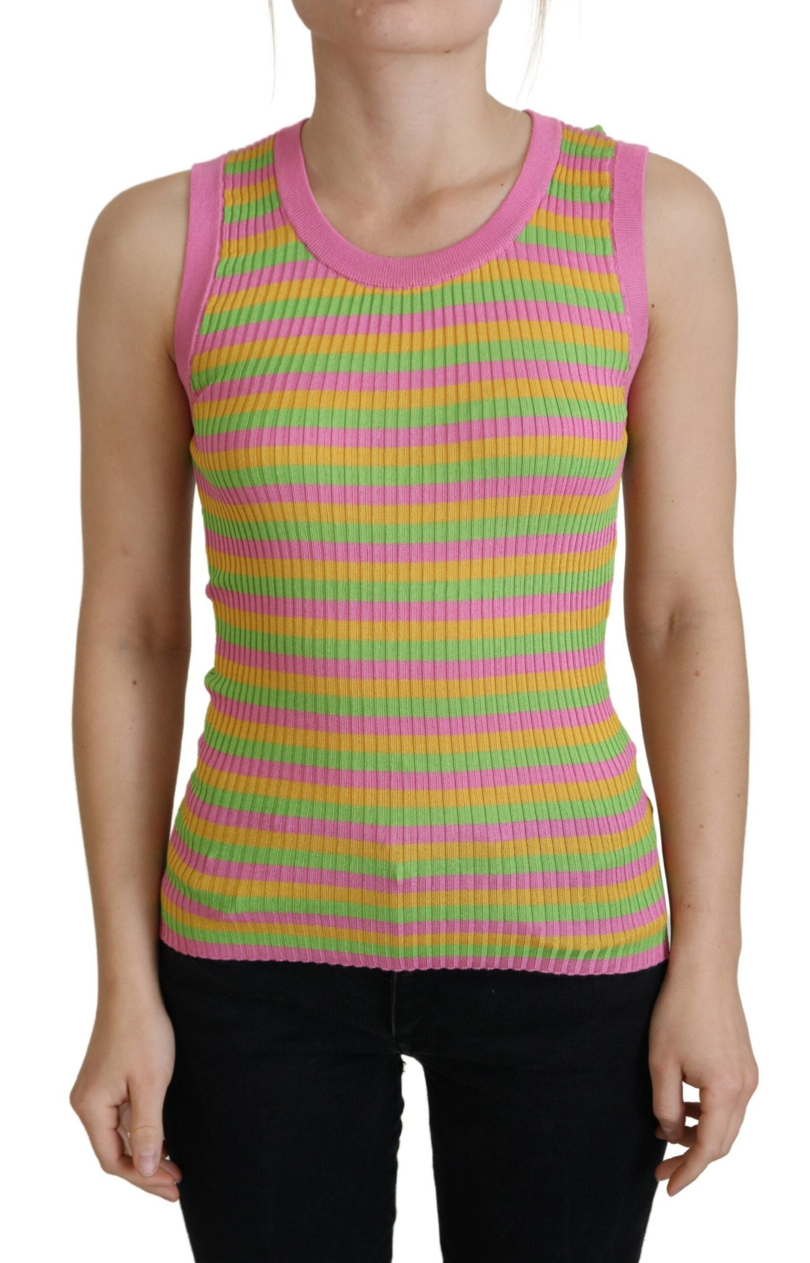 Suéter sin mangas de seda multicolor de Dolce & Gabbana-1
