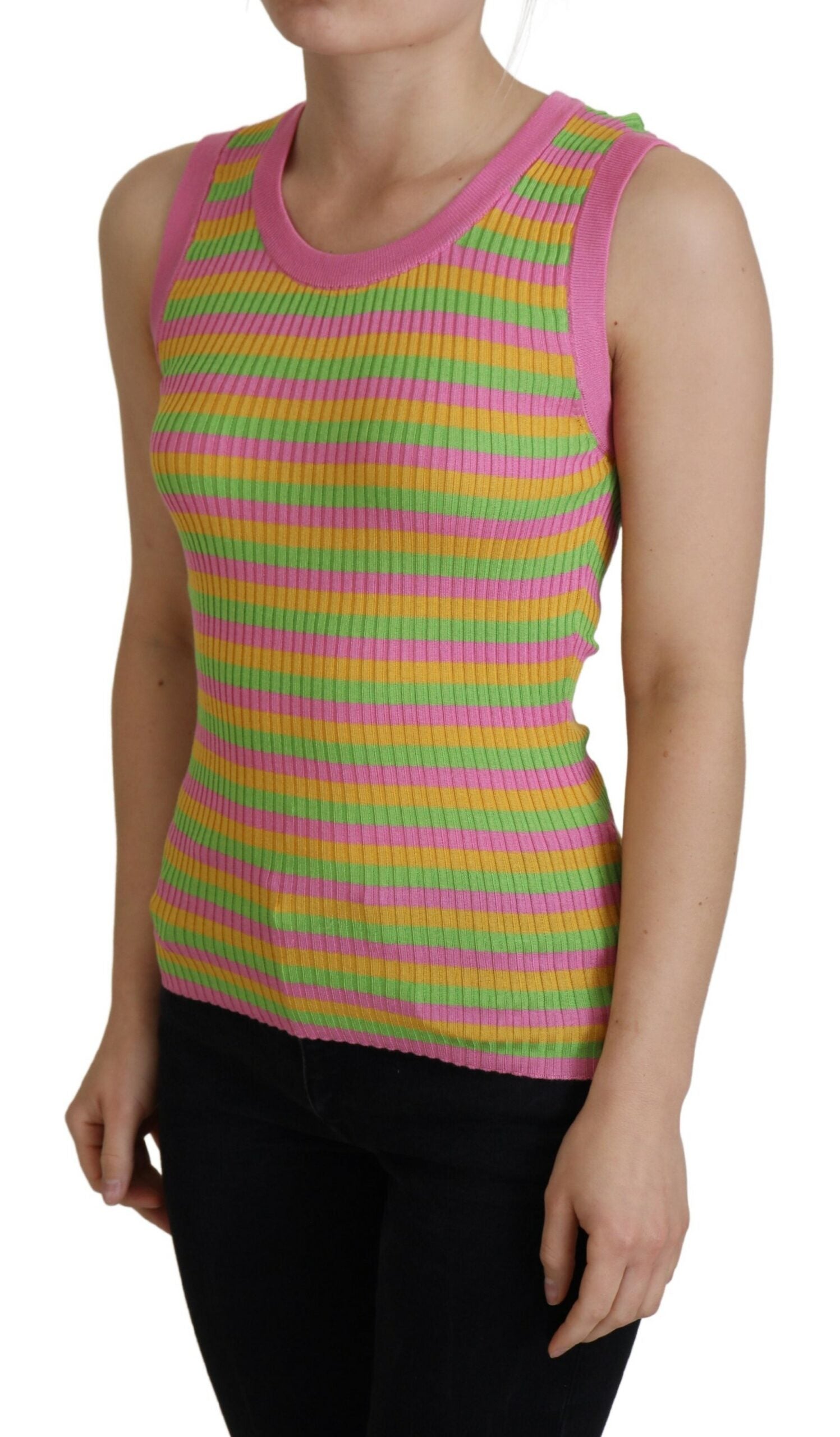 Suéter sin mangas de seda multicolor de Dolce & Gabbana-2