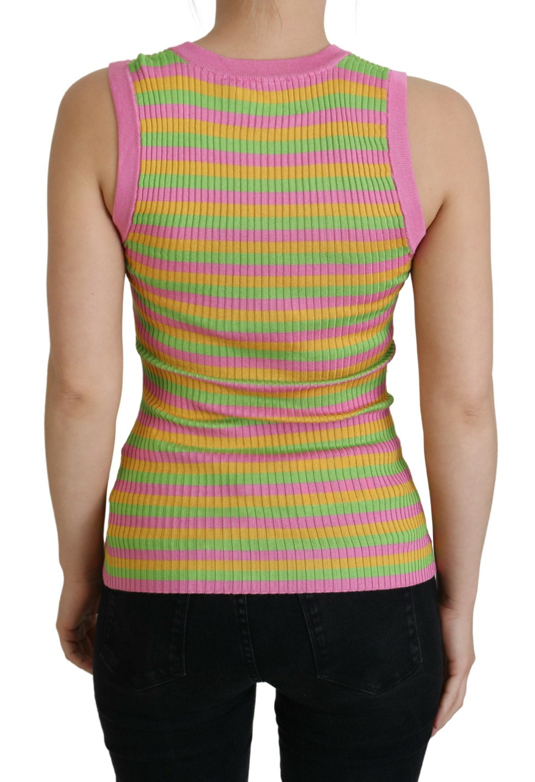 Suéter sin mangas de seda multicolor de Dolce & Gabbana-3