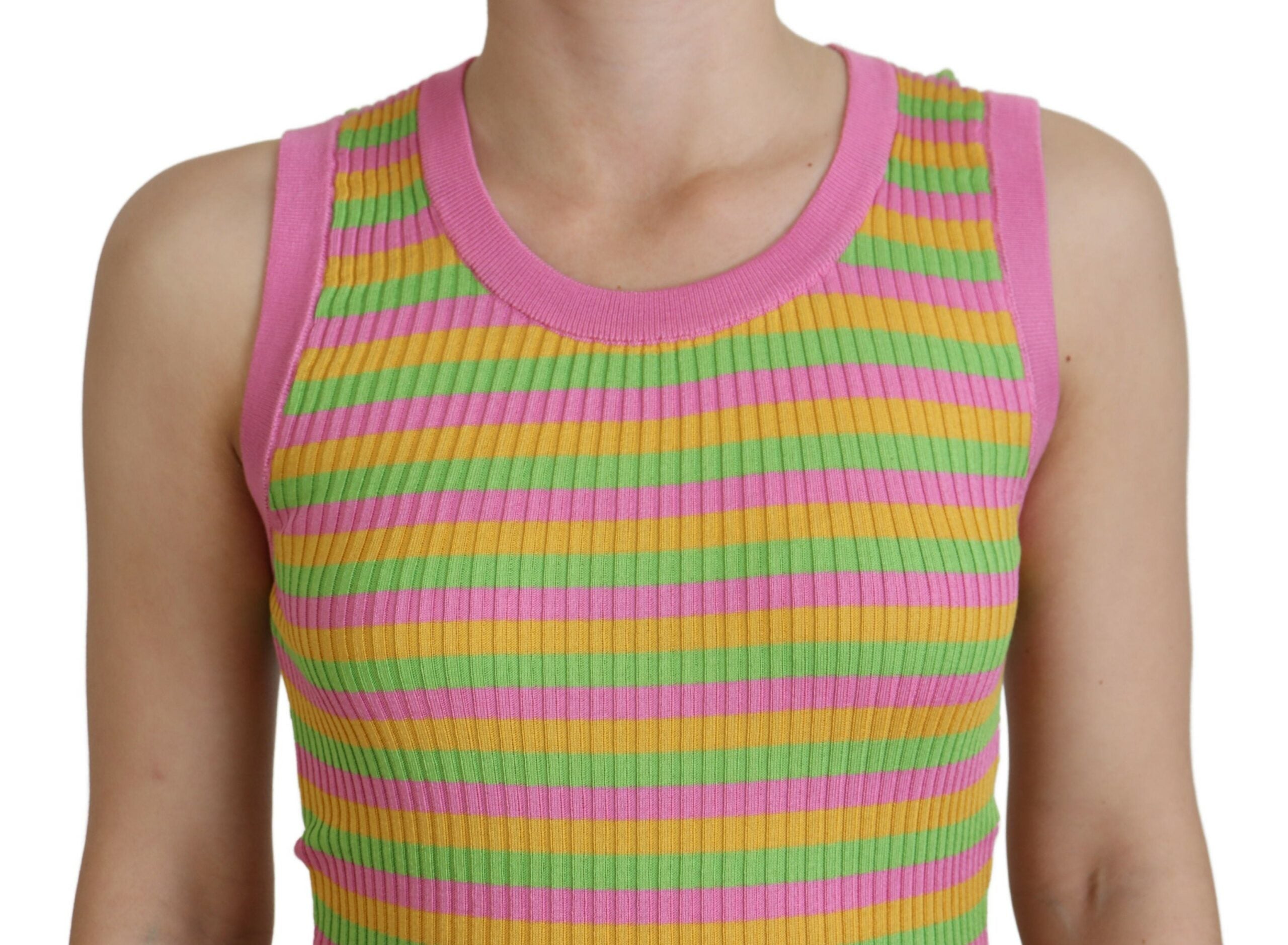 Suéter sin mangas de seda multicolor de Dolce & Gabbana-4