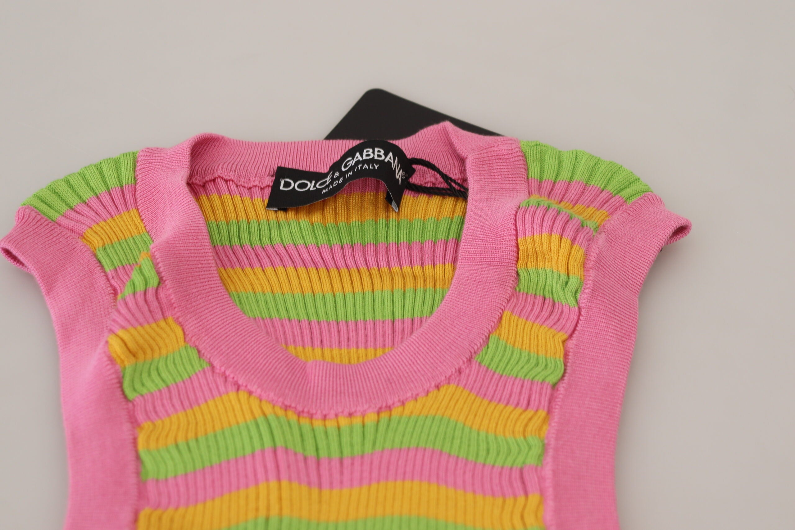 Suéter sin mangas de seda multicolor de Dolce & Gabbana-5