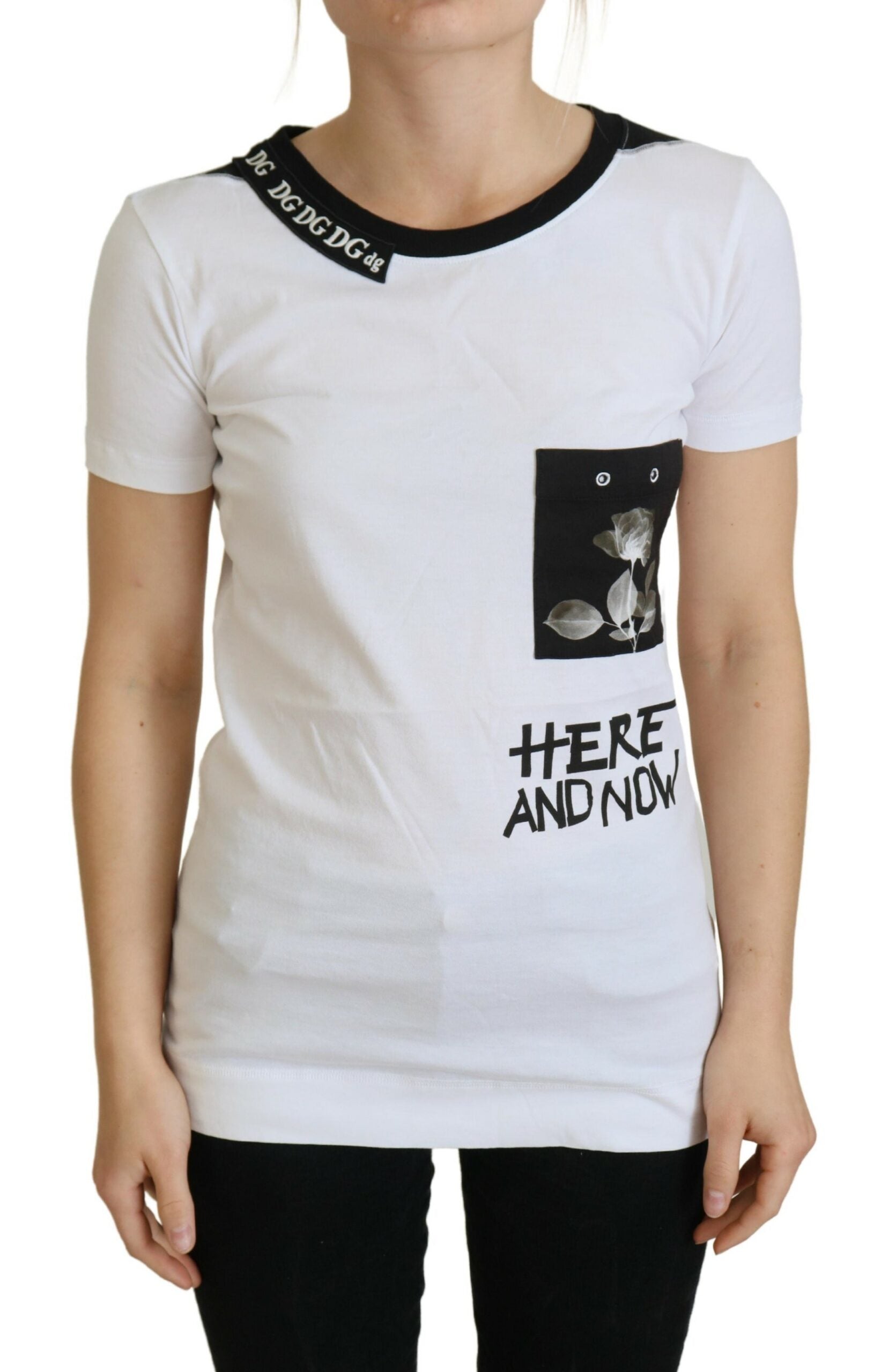 Camiseta blanca de algodón Dolce & Gabbana con cuello redondo-1