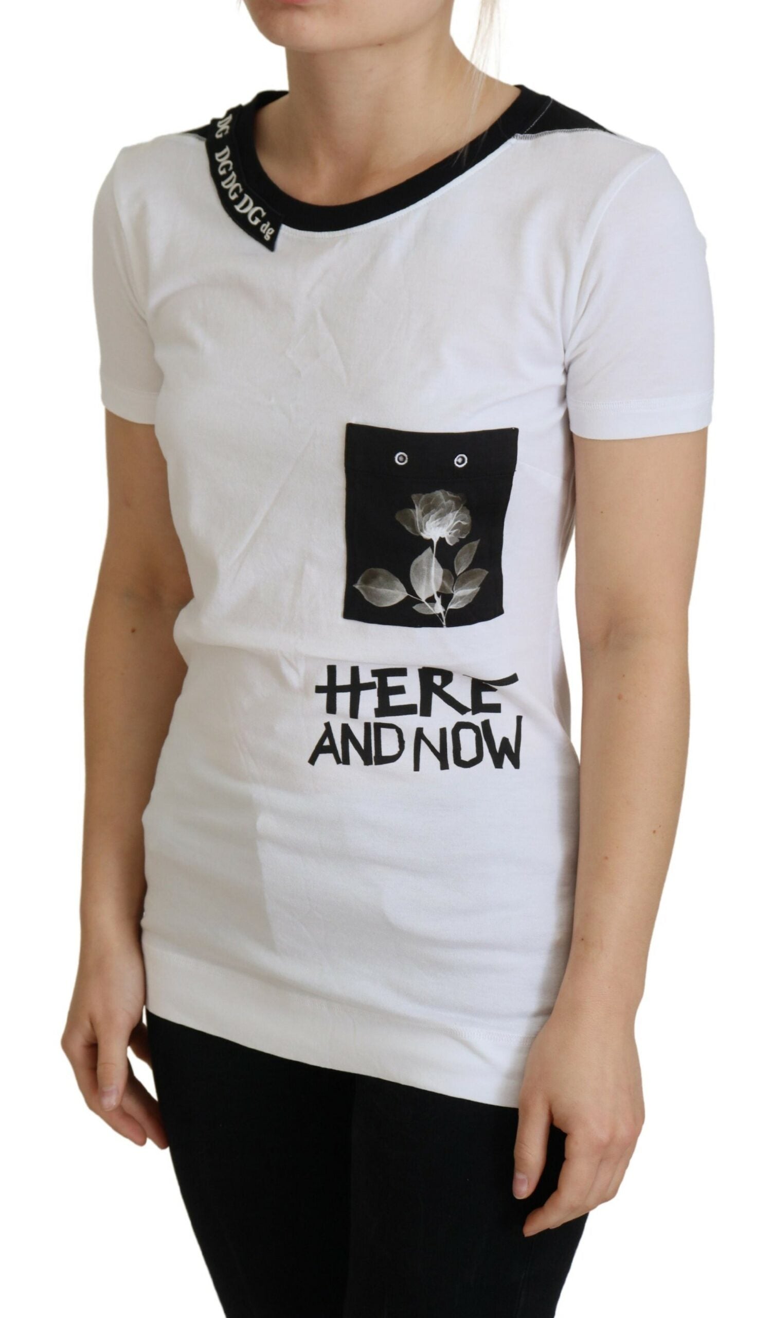 Camiseta blanca de algodón Dolce & Gabbana con cuello redondo-2