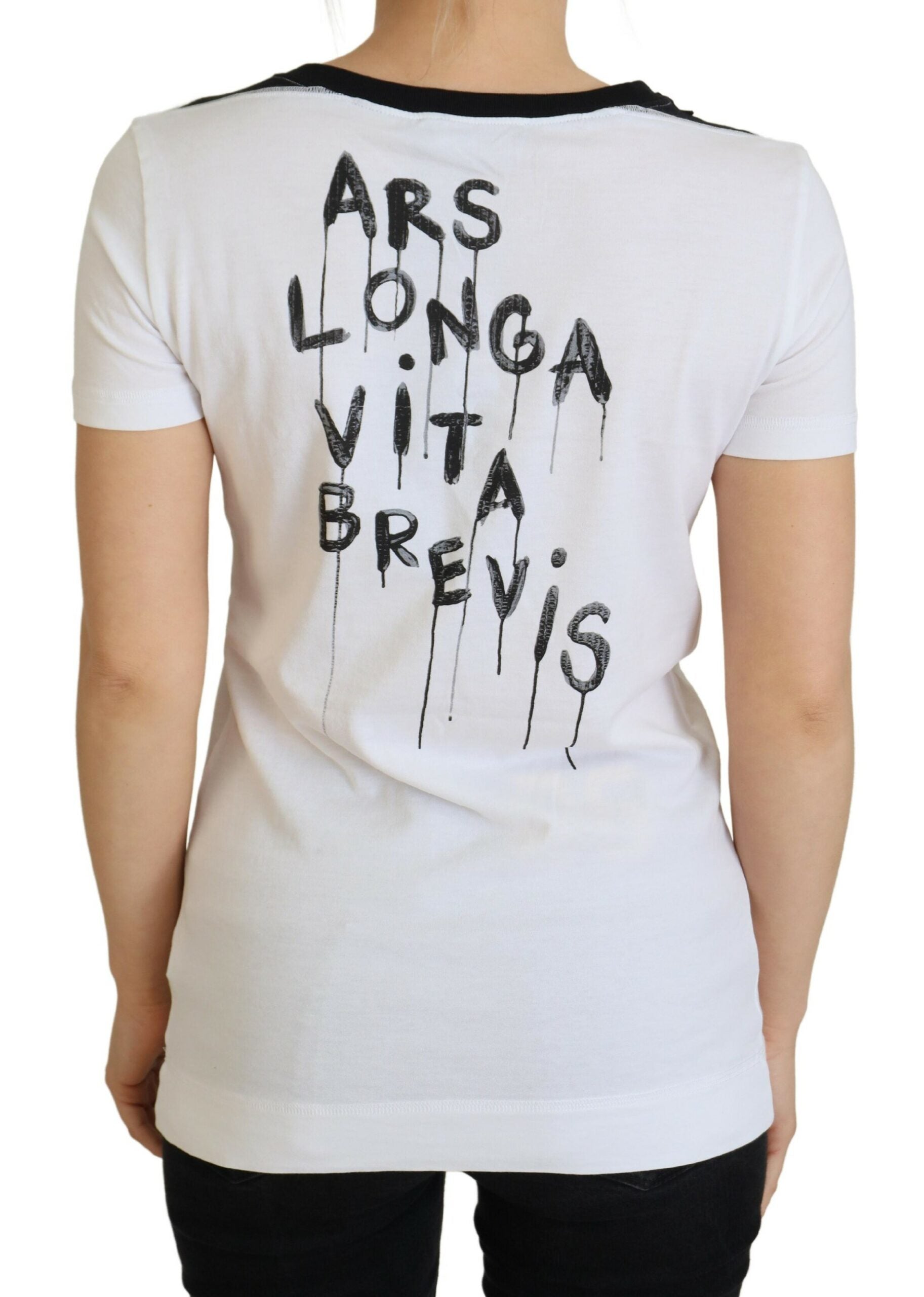 Camiseta blanca de algodón Dolce & Gabbana con cuello redondo-3