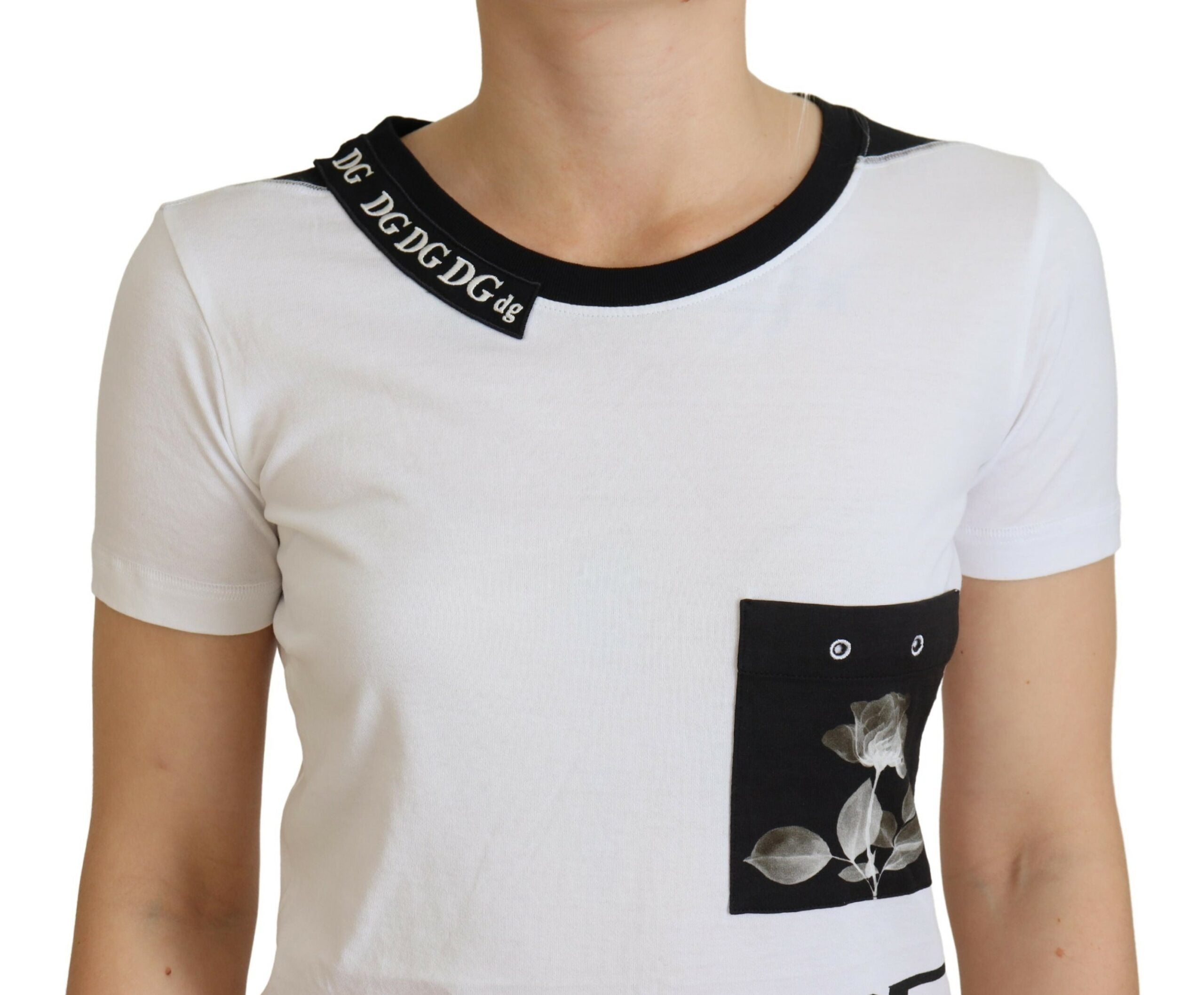 Camiseta blanca de algodón Dolce & Gabbana con cuello redondo-4