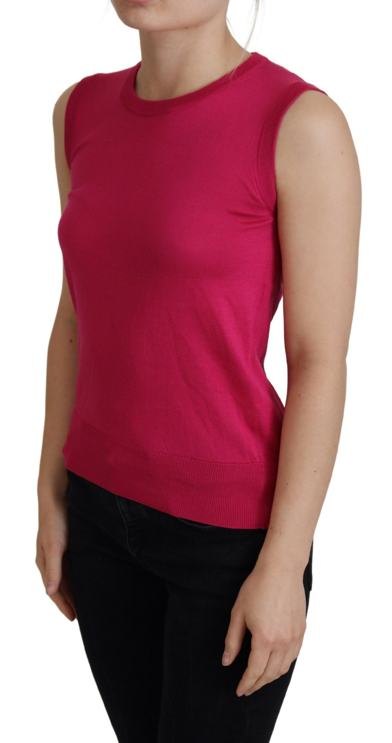 Suéter de cuello redondo y chaleco de seda rosa de Dolce & Gabbana-2