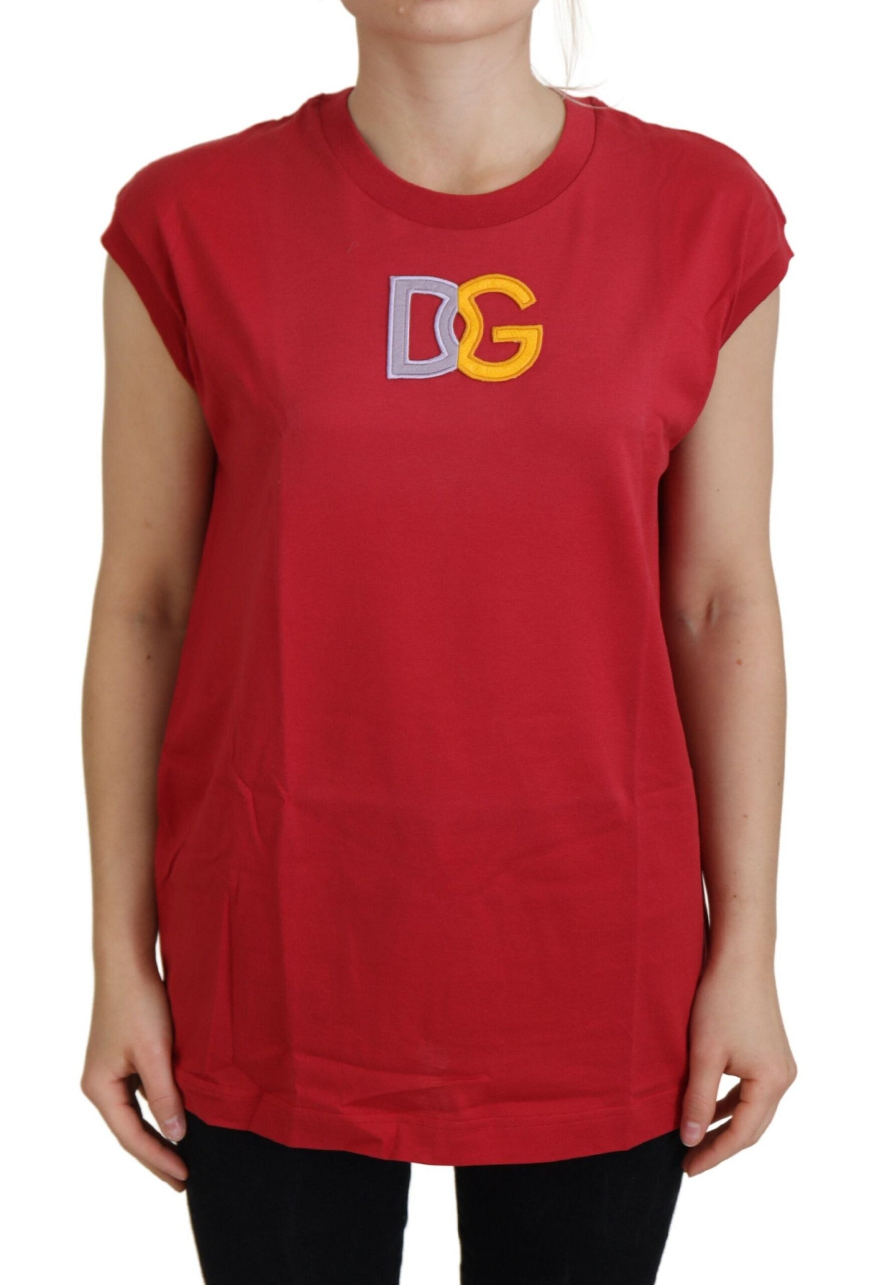 Dolce & Gabbana Red Cotton DG Logo Tank Top-1