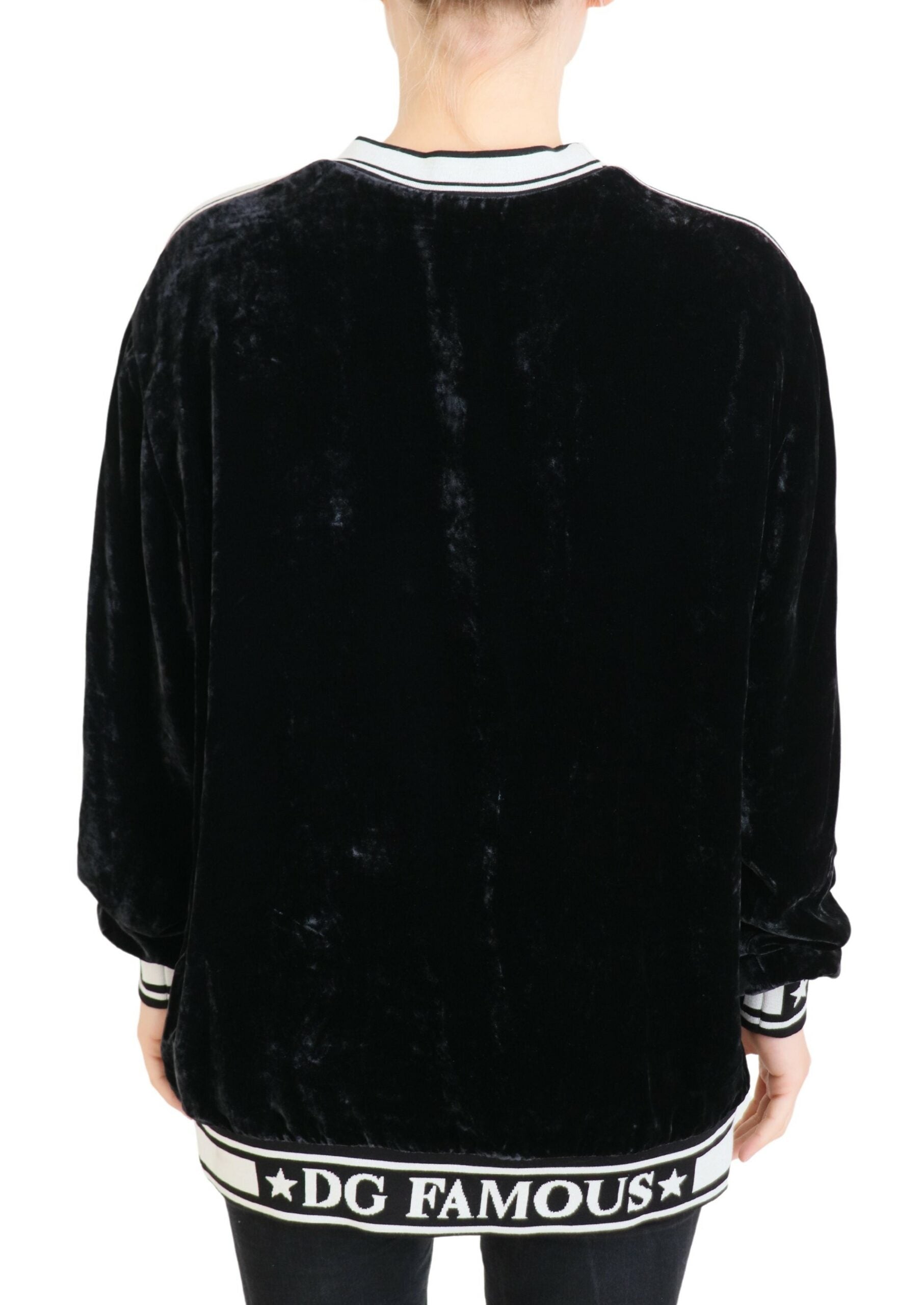 Suéter de cuello redondo de terciopelo negro de Dolce & Gabbana-2