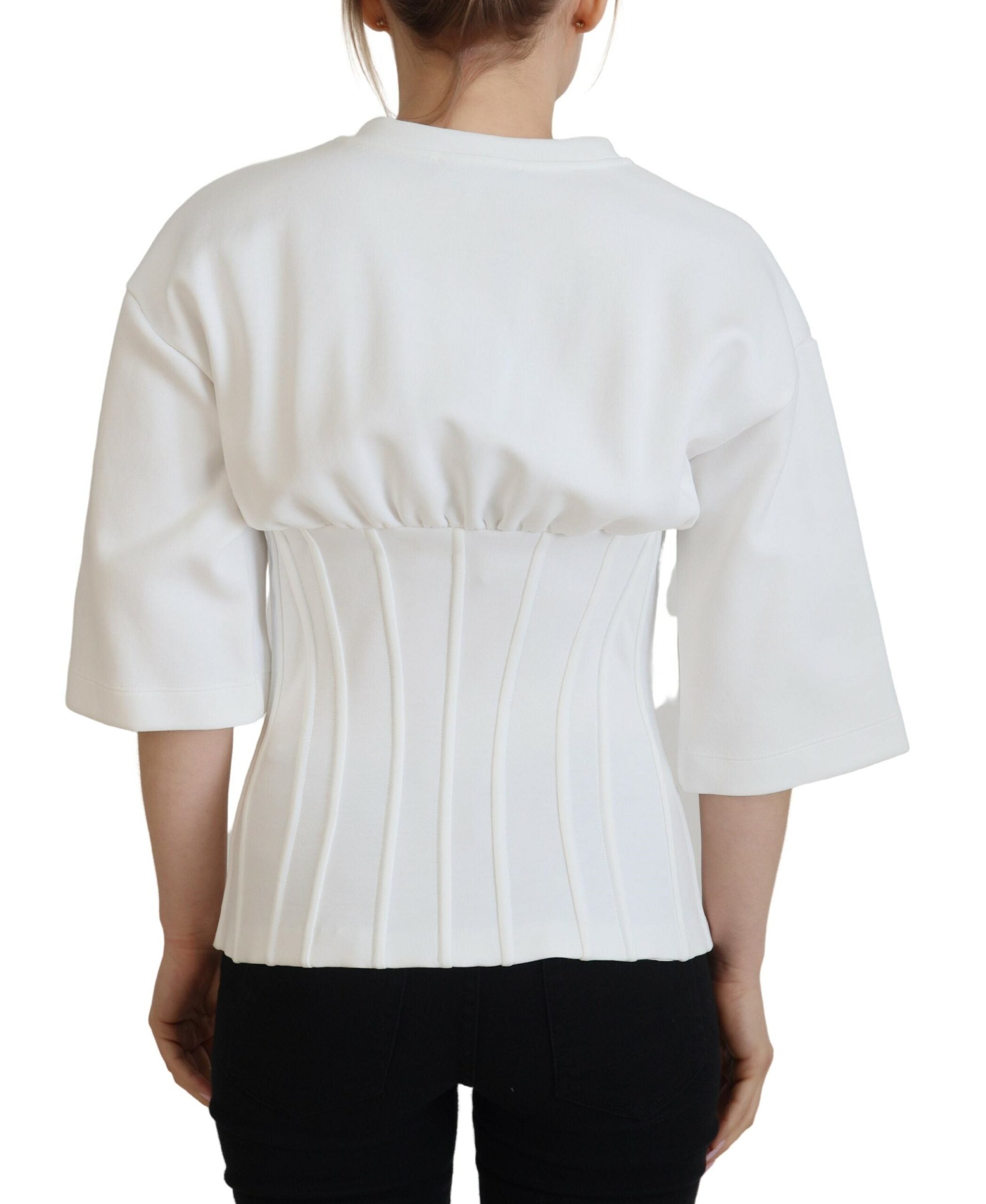 Dolce & Gabbana Weißes Korsett Stretch-Baumwoll-T-Shirt-3