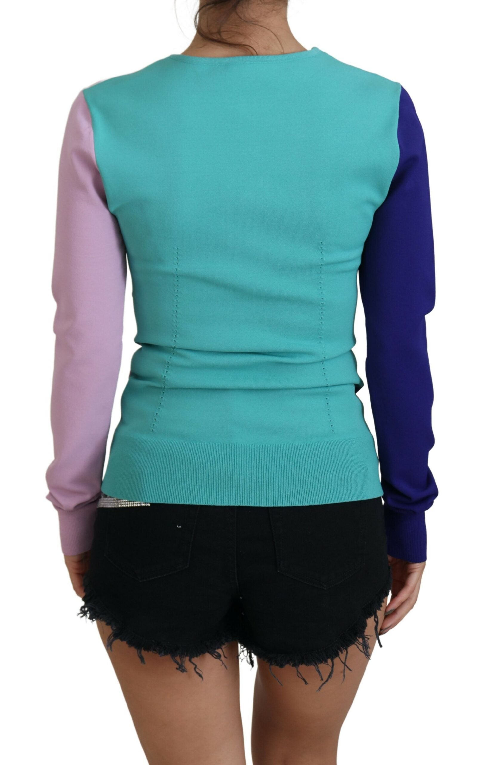Dolce & Gabbana multicolor viscose pullover with V-neck and long sleeves-3