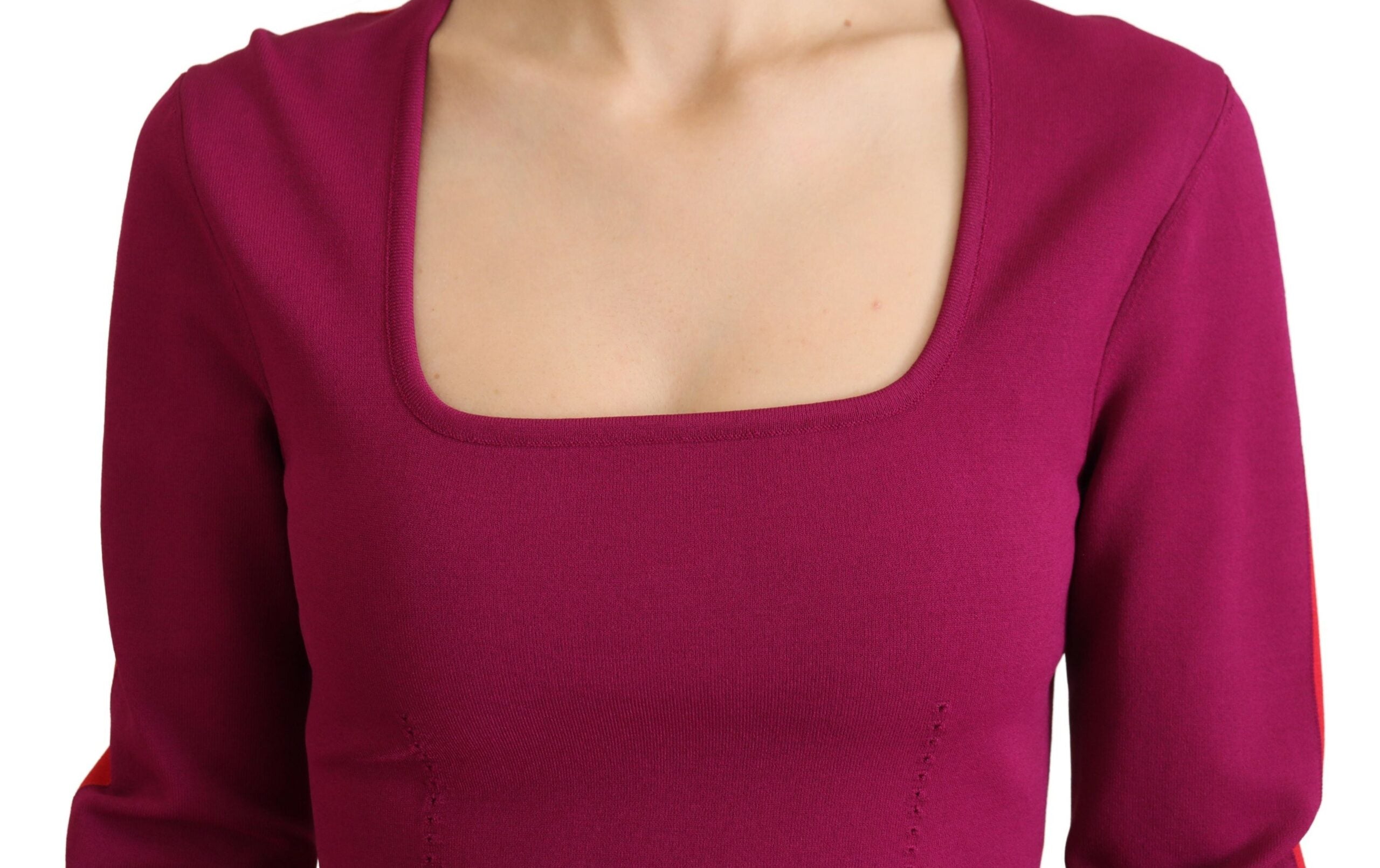 Dolce & Gabbana Multicolor Viskose Pullover mit quadratischem Ausschnitt-4