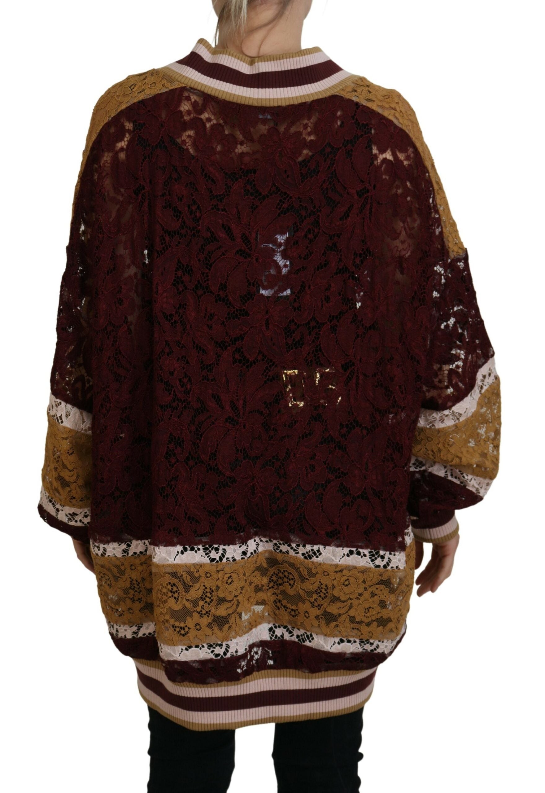 Dolce & Gabbana Multicolor Spitze Pullover mit V-Ausschnitt-3