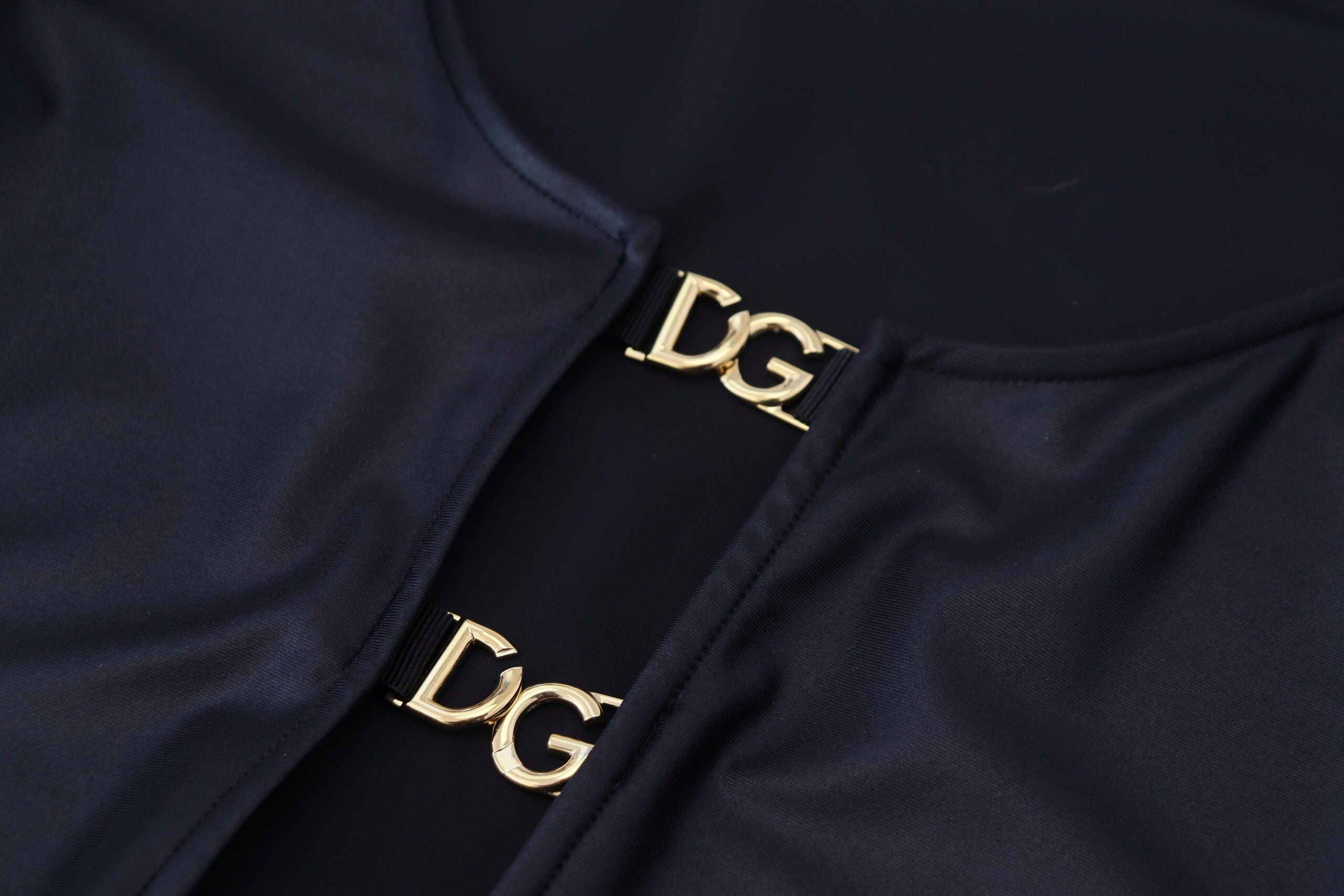 Dolce & Gabbana Black cotton stretch top with open chest and 3/4 sleeves-6