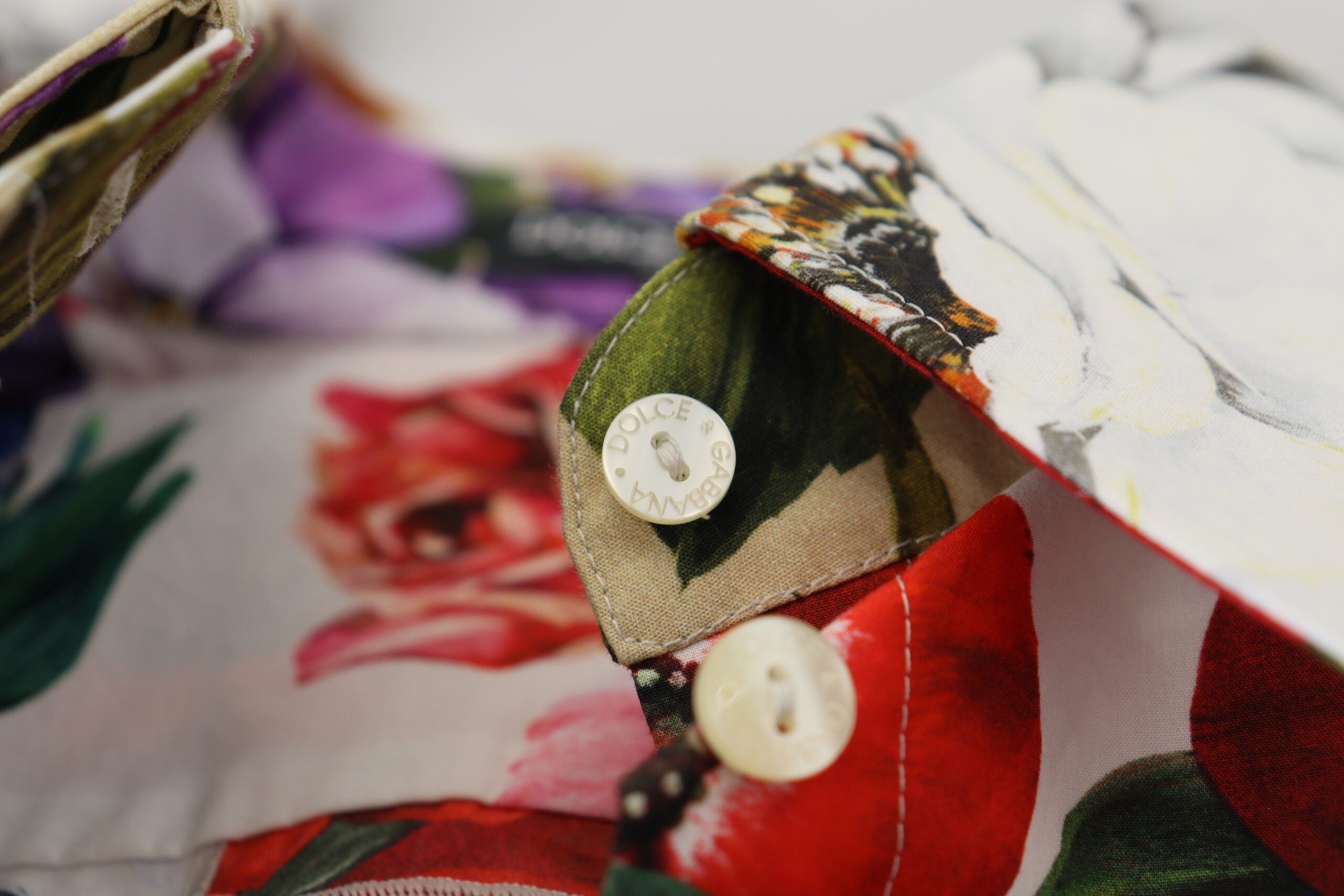 Dolce & Gabbana Multicolor Floral Baumwollbluse mit Kragen-8