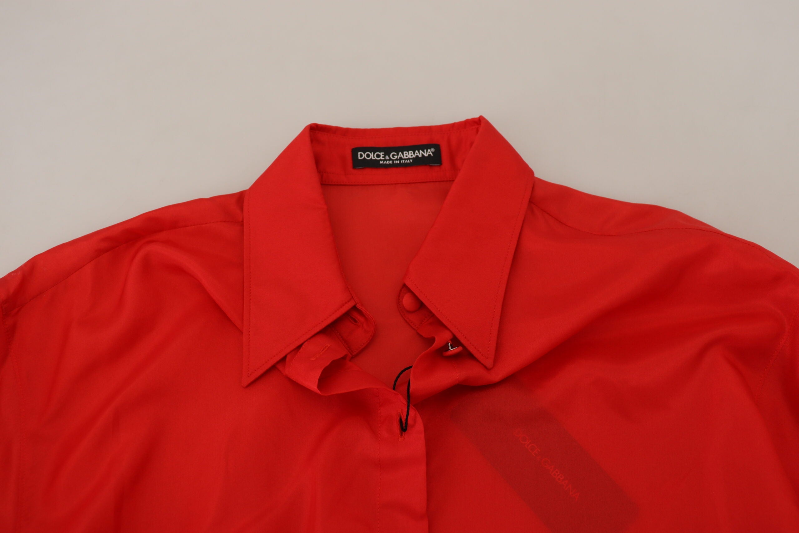 Dolce & Gabbana Red silk shirt with collar and long sleeves Top-5