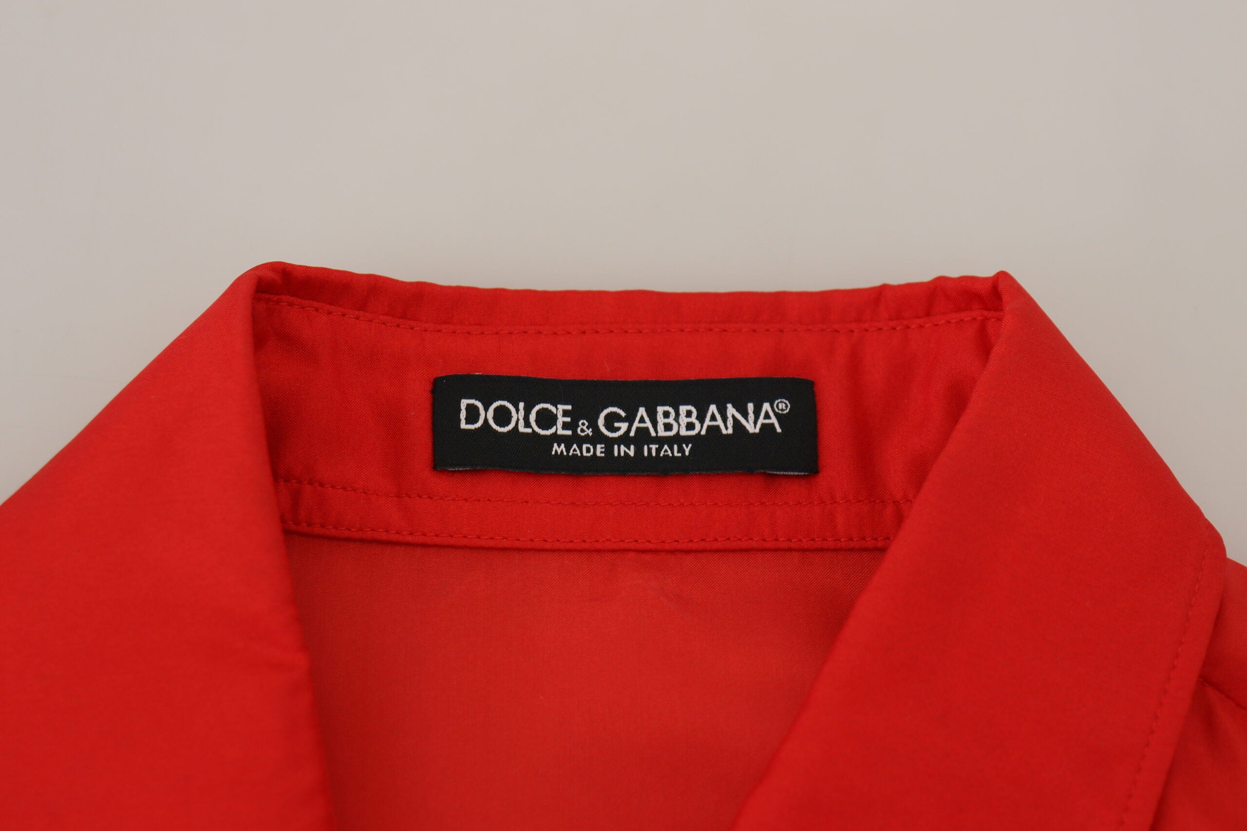 Dolce & Gabbana Red silk shirt with collar and long sleeves Top-6
