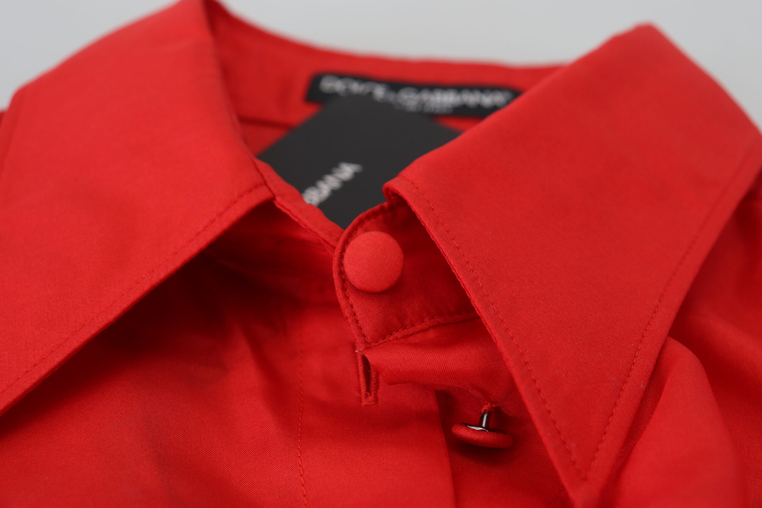 Dolce & Gabbana Red silk shirt with collar and long sleeves Top-7
